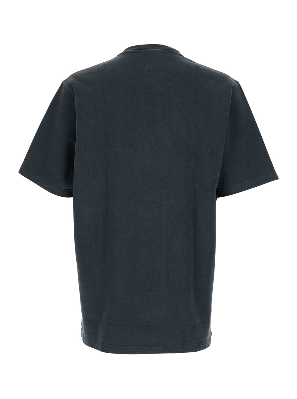 Dolce & Gabbana Men Dark Grey Crewneck T-Shirt With Logo Lettering Print On The Front In Cotton Man DOLCE & GABBANA