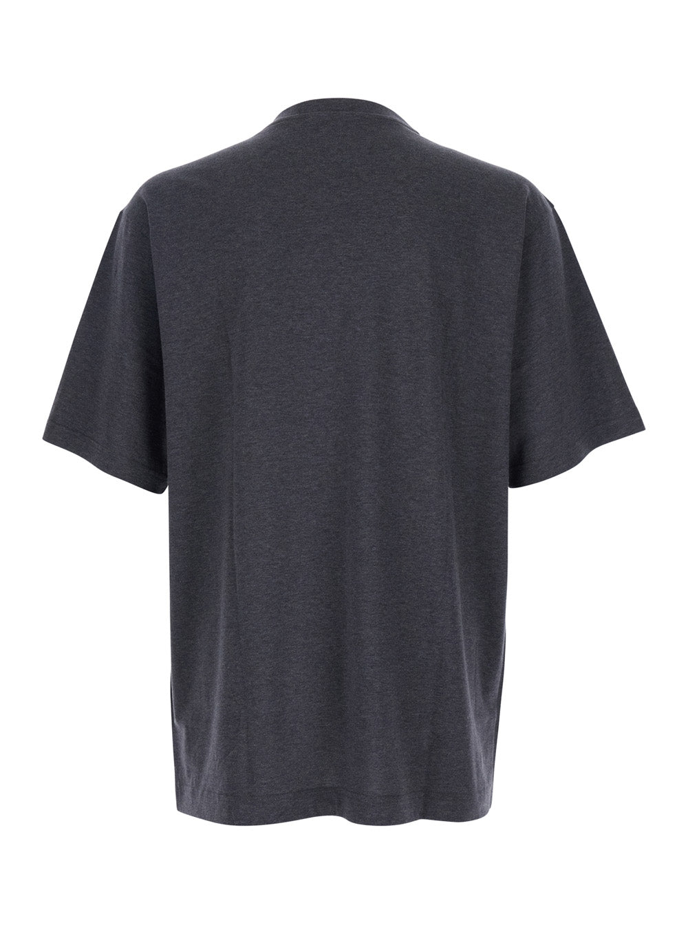 Dolce & Gabbana Men Grey Crewneck T-Shirt With Logo Print On The Front In Cotton Man DOLCE & GABBANA