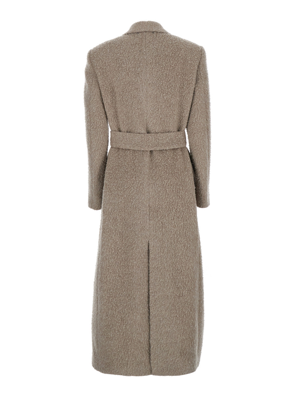 Golden Goose Women Beige Double-Breasted Coat With Classic Lapels And Belt In Wool And Mohair Blend Woman GOLDEN GOOSE