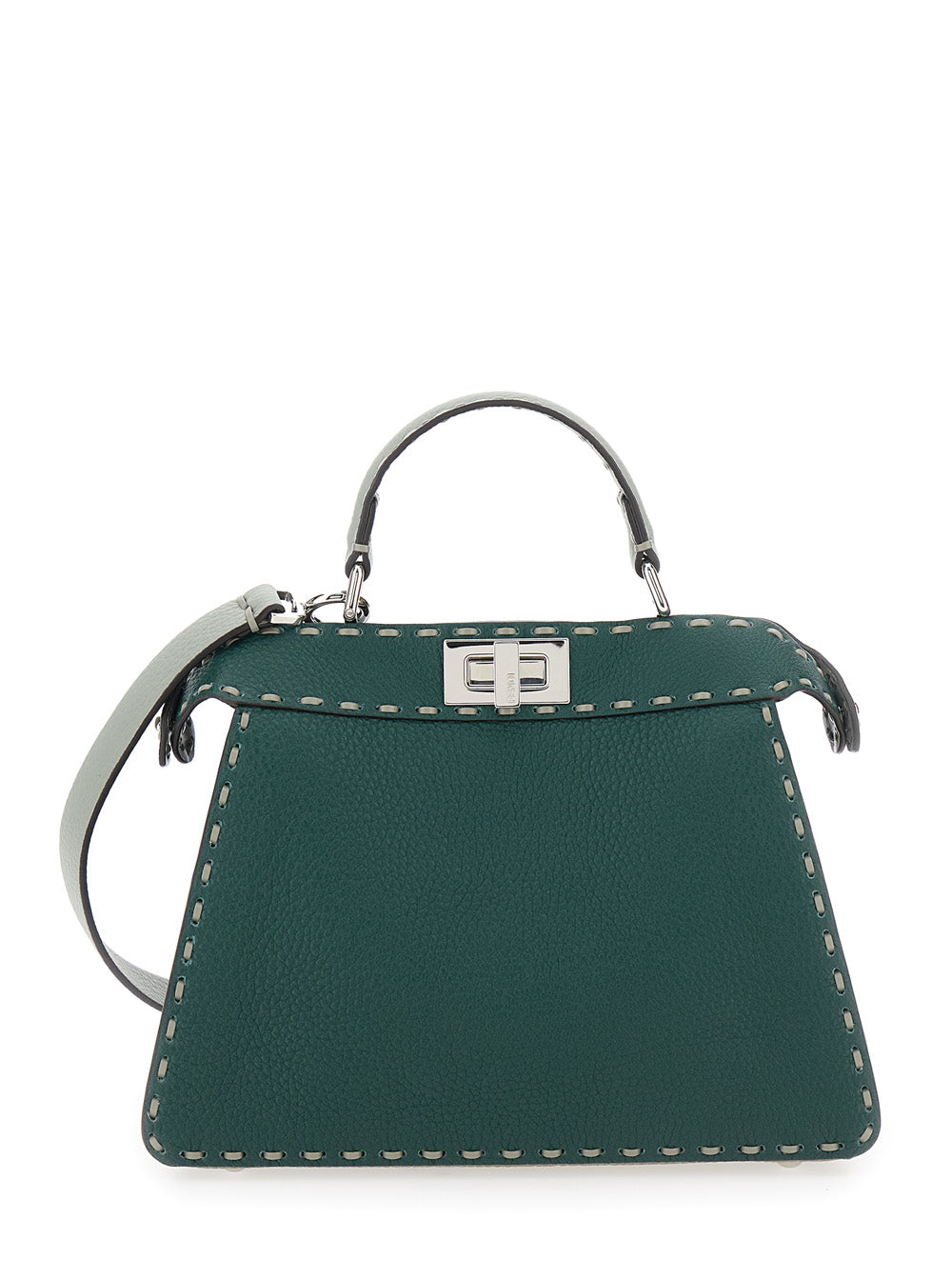 Fendi Women 'Peekaboo Iseeu Small' Green Handbag With Shoulder Strap In Leather Woman FENDI