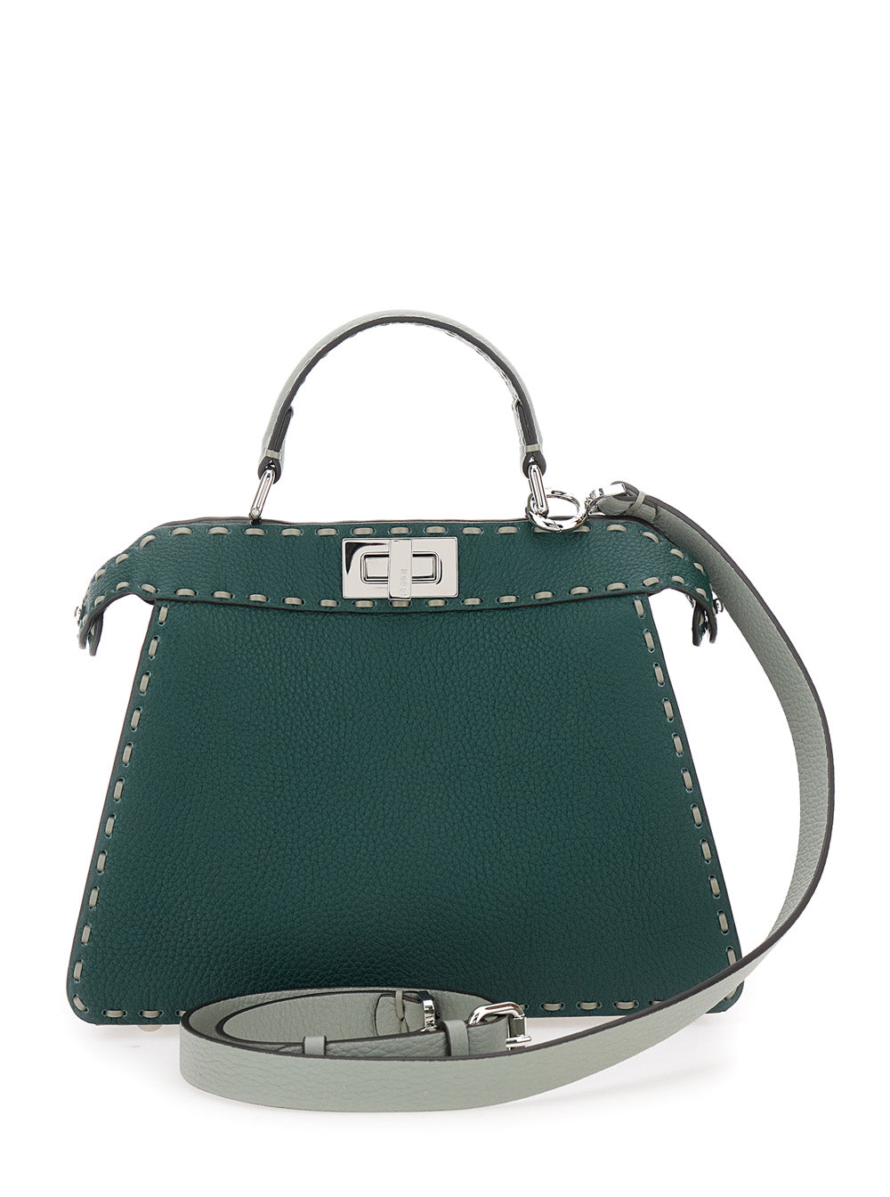 Fendi Women 'Peekaboo Iseeu Small' Green Handbag With Shoulder Strap In Leather Woman FENDI