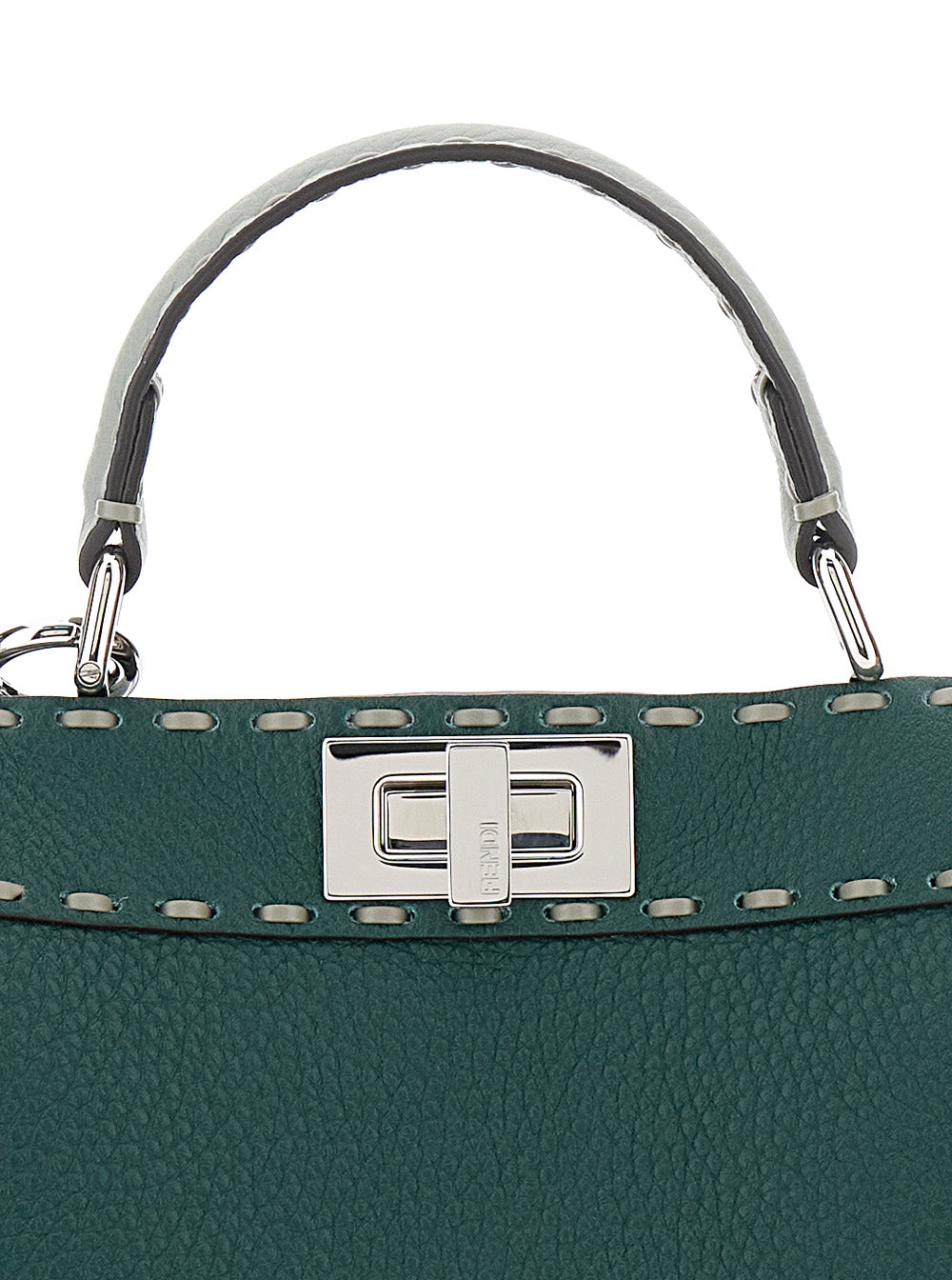 Fendi Women 'Peekaboo Iseeu Small' Green Handbag With Shoulder Strap In Leather Woman FENDI