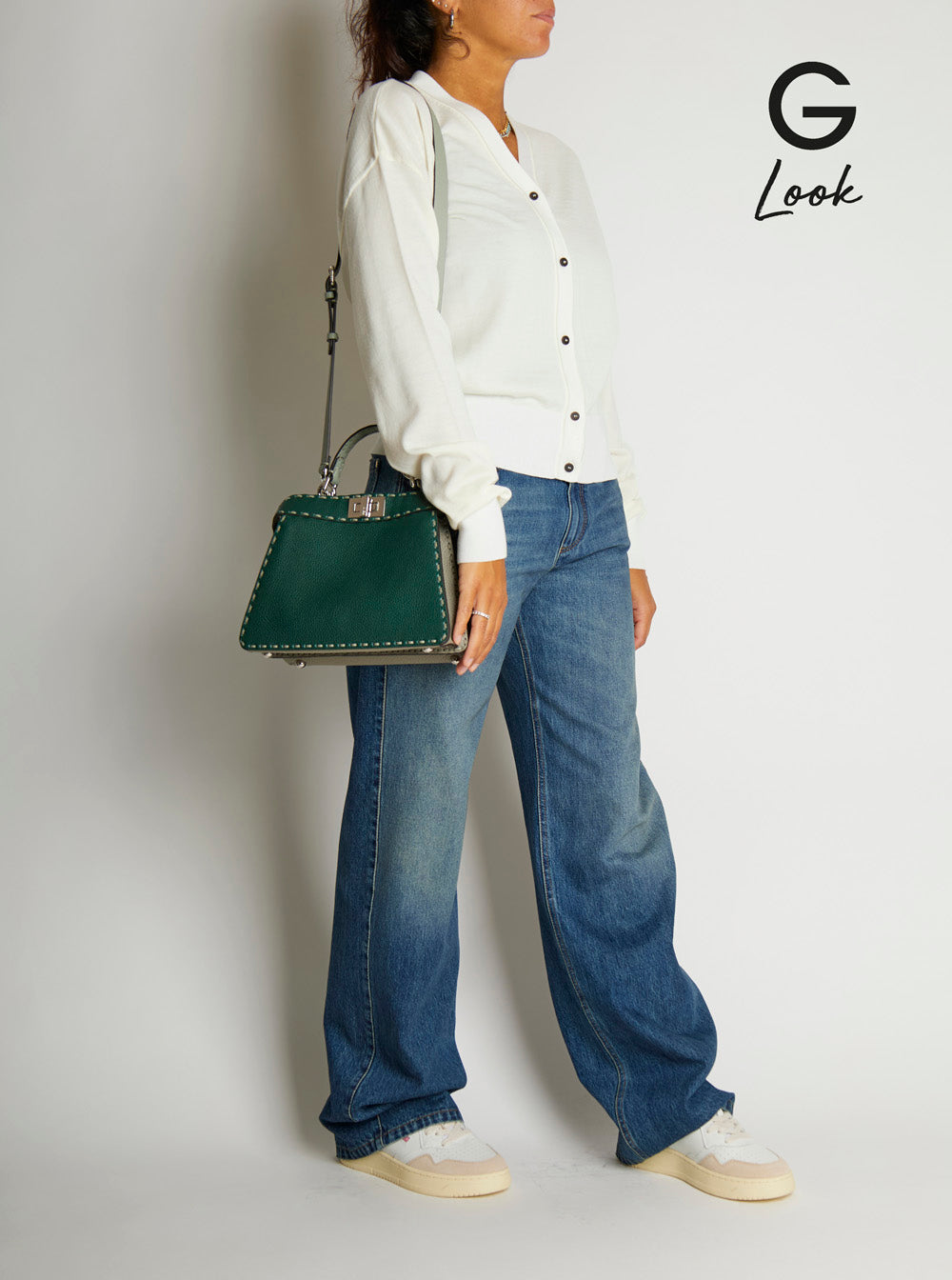Fendi Women 'Peekaboo Iseeu Small' Green Handbag With Shoulder Strap In Leather Woman FENDI