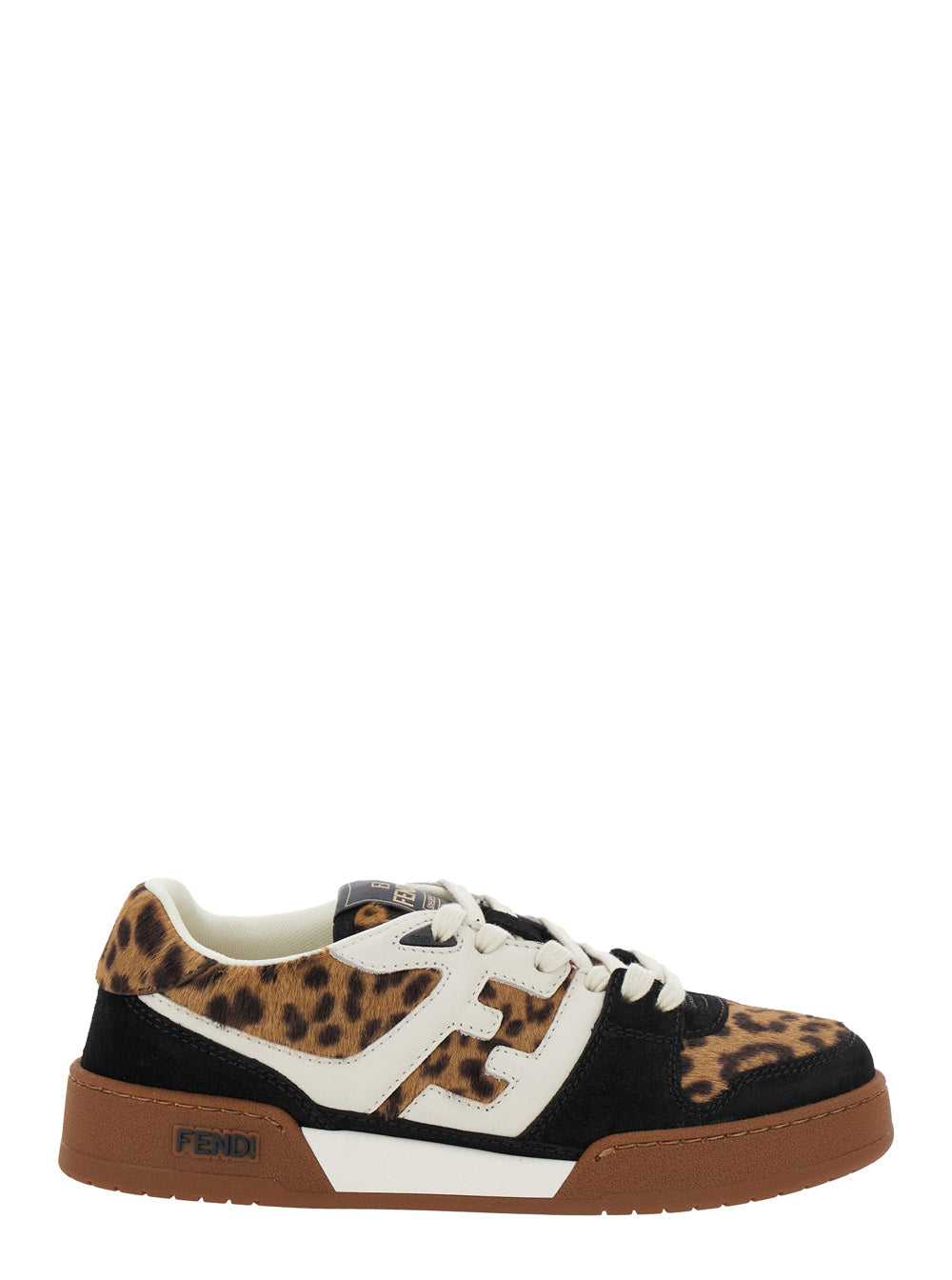 Fendi Women 'Fendi Match' Brown Low Top Sneakers With Ff Application And Leopard Motif In Mixed Leather Woman FENDI