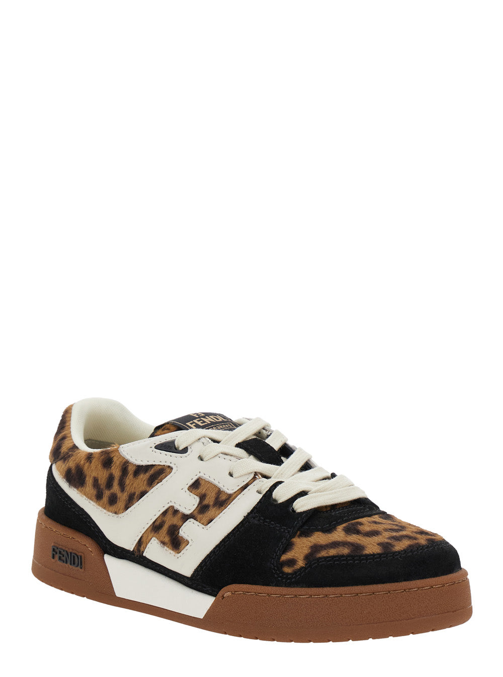 Fendi Women 'Fendi Match' Brown Low Top Sneakers With Ff Application And Leopard Motif In Mixed Leather Woman FENDI