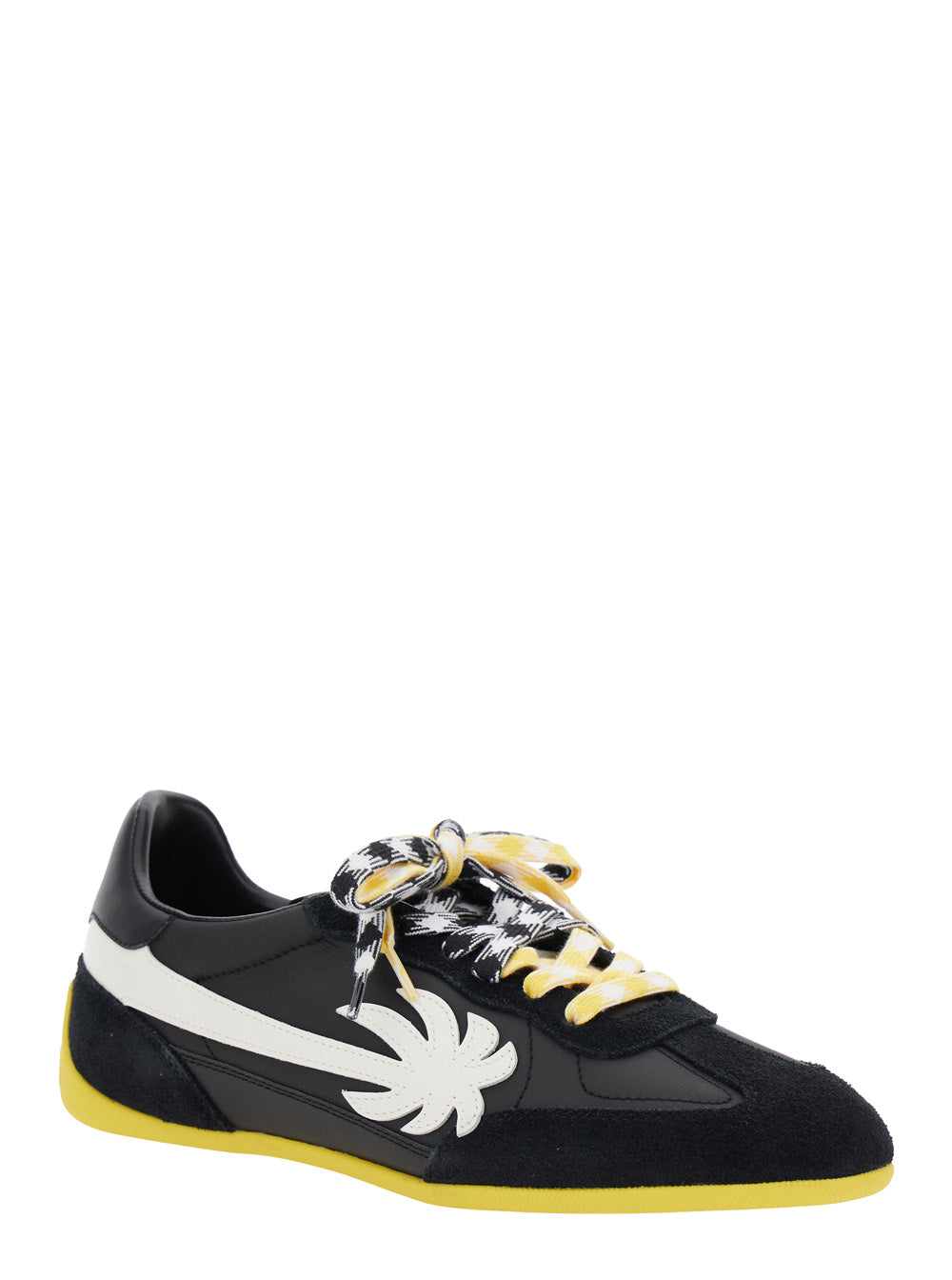 Palm Angels Men 'Pa 5' Black Low Top Sneakers With Logo Patch On The Tongue And Contrasting Heel With Logo In Leather Man PALM ANGELS