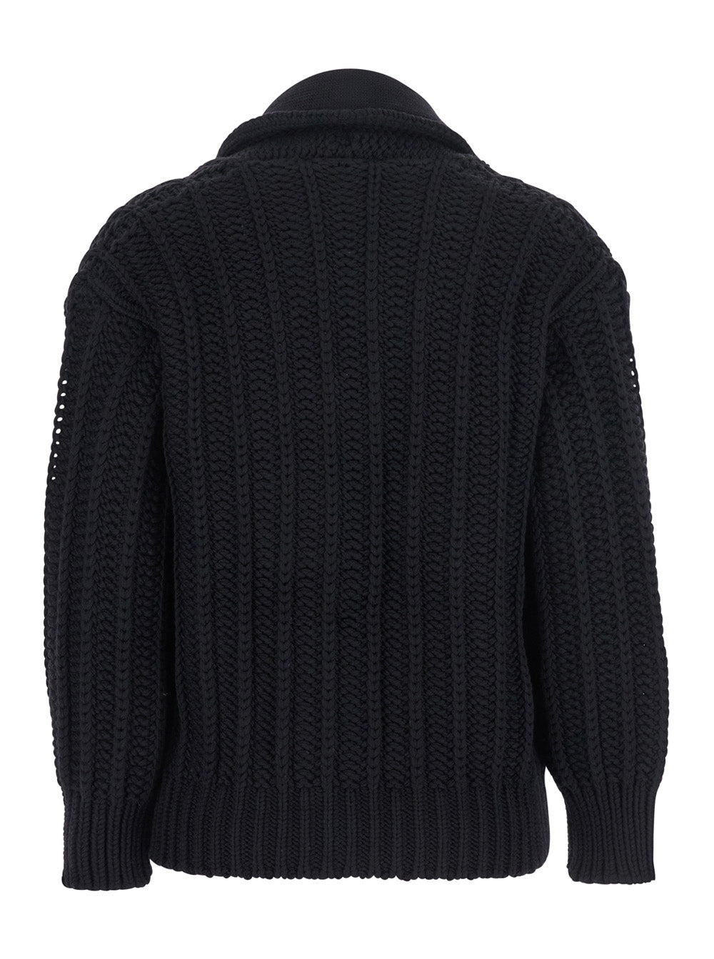 Dolce & Gabbana Women Black Cardigan With Wide Neckline On The Front In Virgin Wool Woman DOLCE & GABBANA