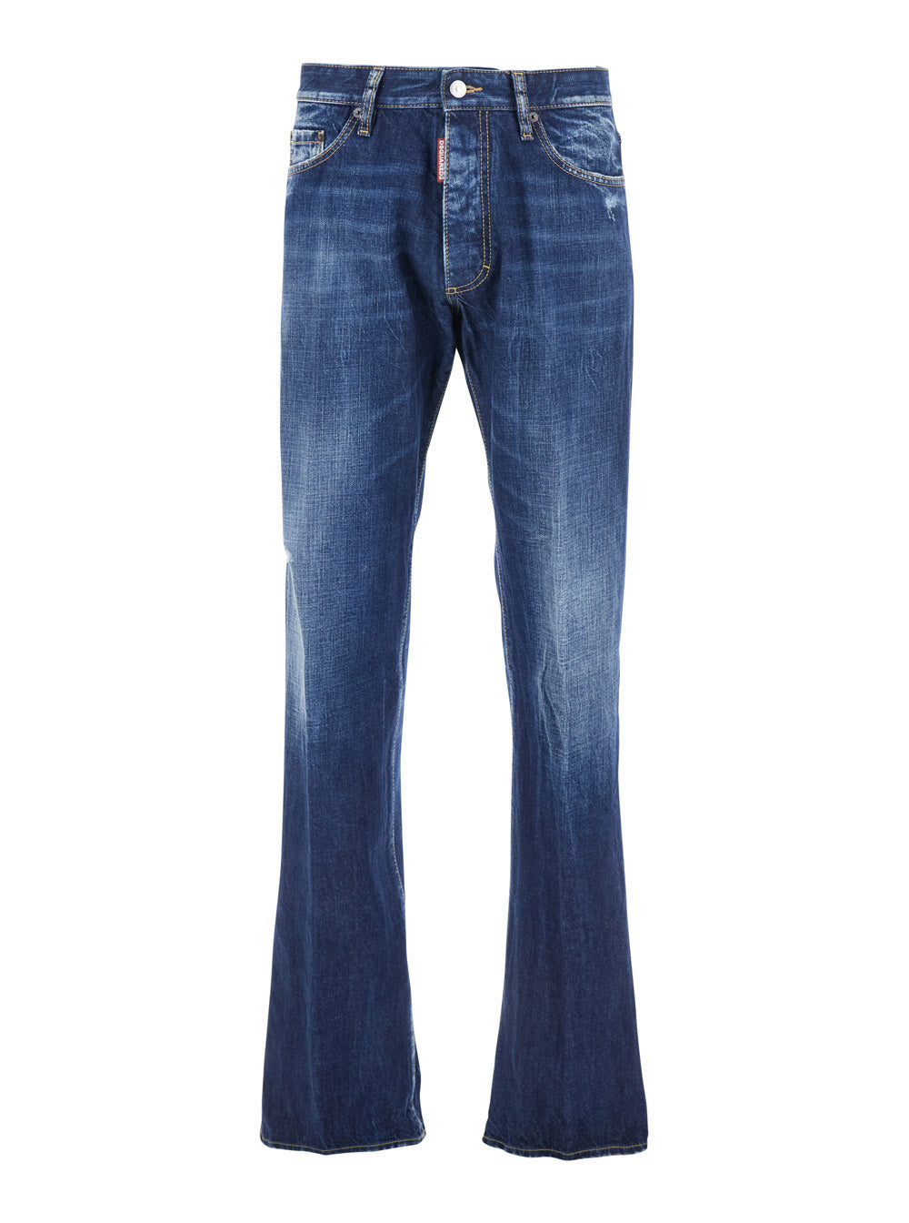 Dsquared2 Men 'The American' Blue Jeans With Logo Patch On The Rear And Faded Effect In Denim Man DSQUARED2