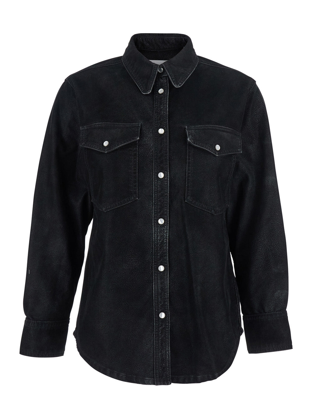 Isabel Marant Etoile Women 'Karima' Black Shirt With Classic Collar And Two Front Patch Pockets In 
Fabric Woman ISABEL MARANT ETOILE