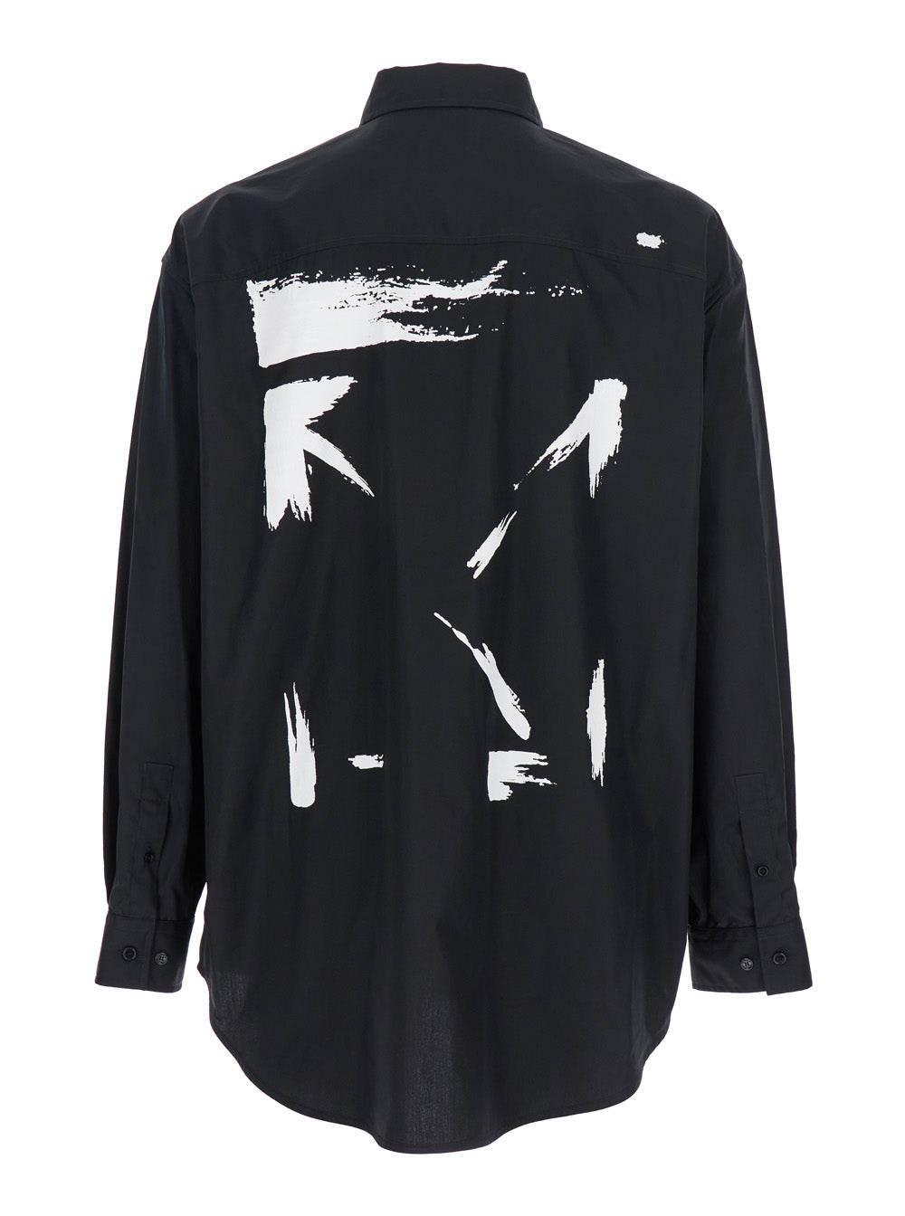 Off-White Men 'Brush Arrow' Black Shirt With Logo Lettering On The Front And Maxi Print On The Rear In Cotton Blend Woman OFF-WHITE