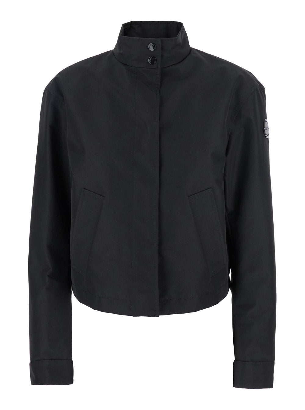 Moncler Genius Women 'Krovanh' Black Down Jacket With High Neck And Logo Patch On The Sleeve In Tech Fabric Woman MONCLER GENIUS