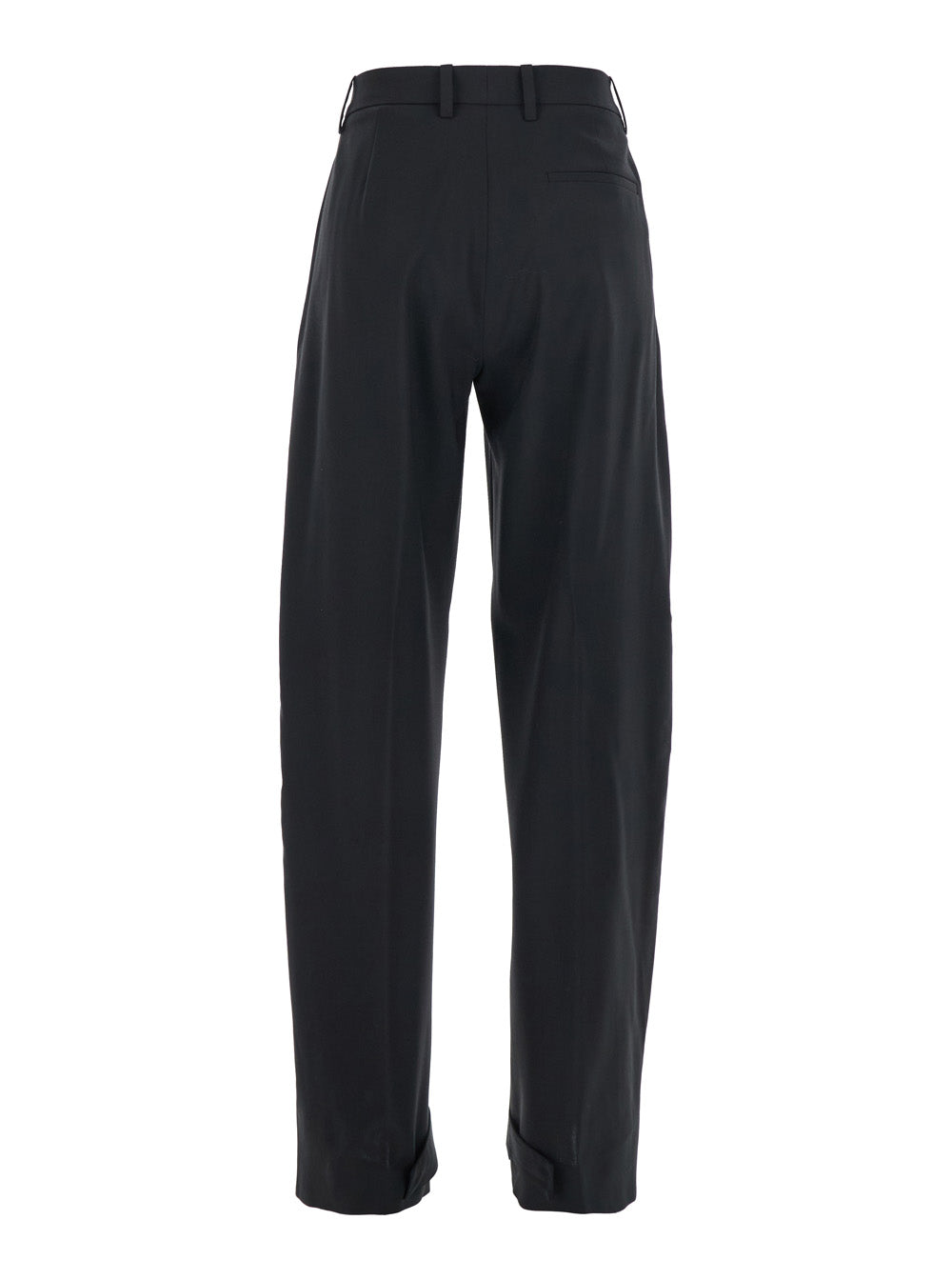 Moncler Genius Women Black Trousers With Pleats On The Front And Side Logo Patch In Stretch Tech Wool Woman MONCLER GENIUS