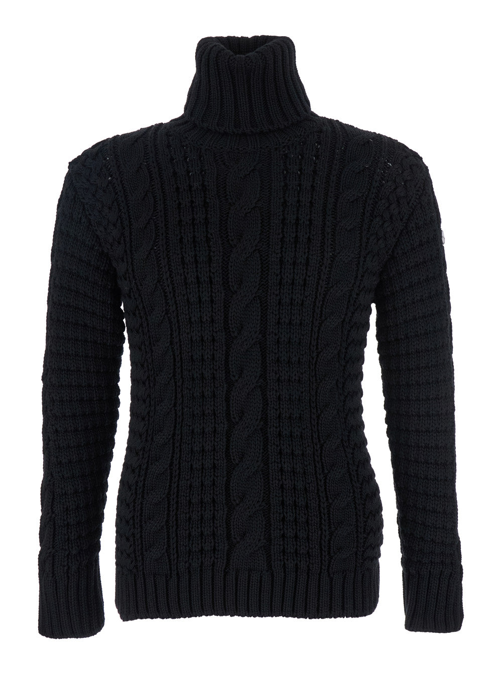 Moncler Genius Women Black Turtleneck Jumper With Cable Knit And Logo Patch On The Sleeve In Merino Wool Woman MONCLER GENIUS