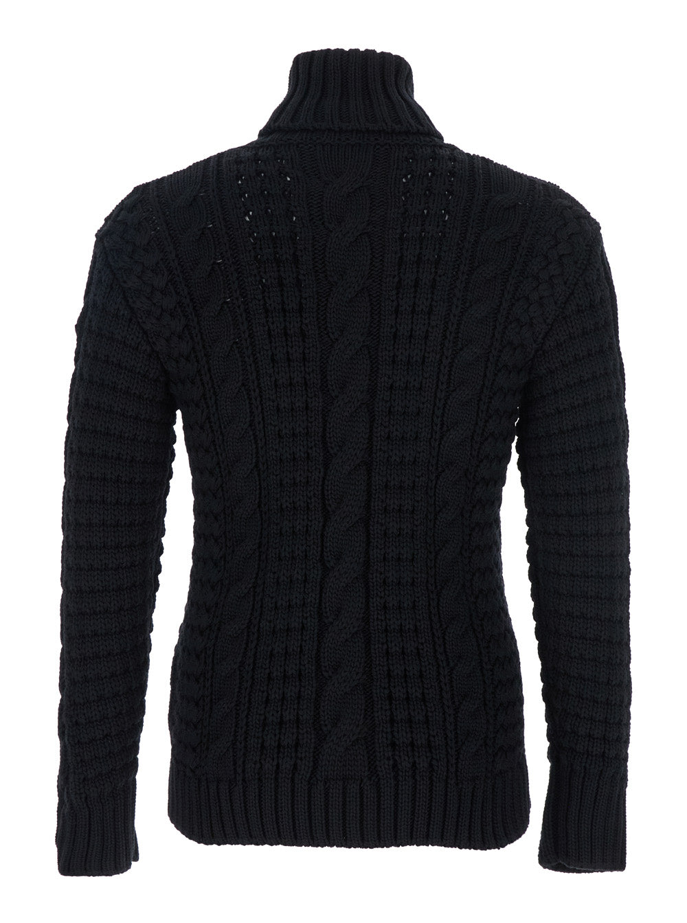 Moncler Genius Women Black Turtleneck Jumper With Cable Knit And Logo Patch On The Sleeve In Merino Wool Woman MONCLER GENIUS