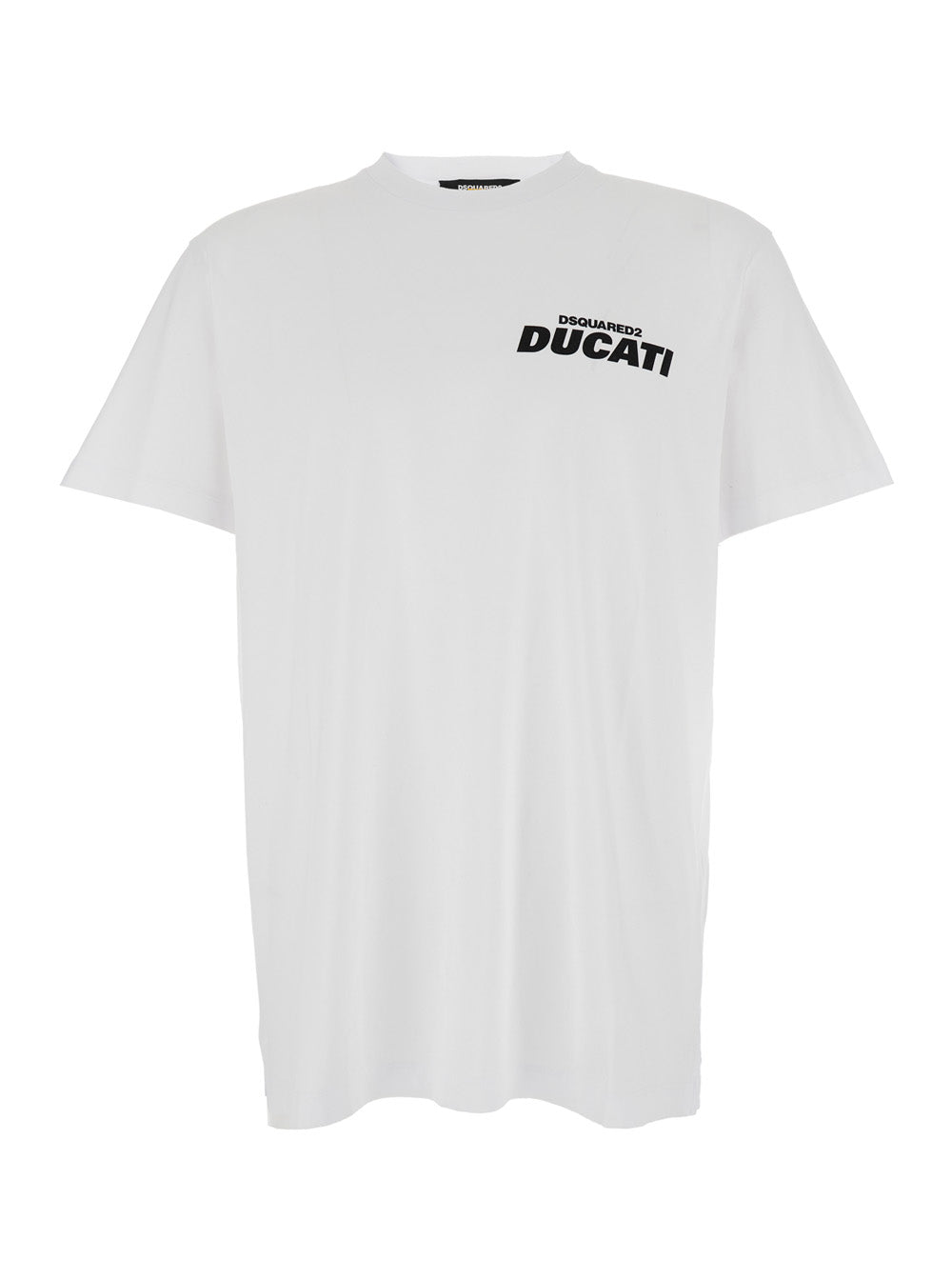 Dsquared2 Men 'Ducati X D2' White T-Shirt With Logo On The Front In Cotton Man DSQUARED2