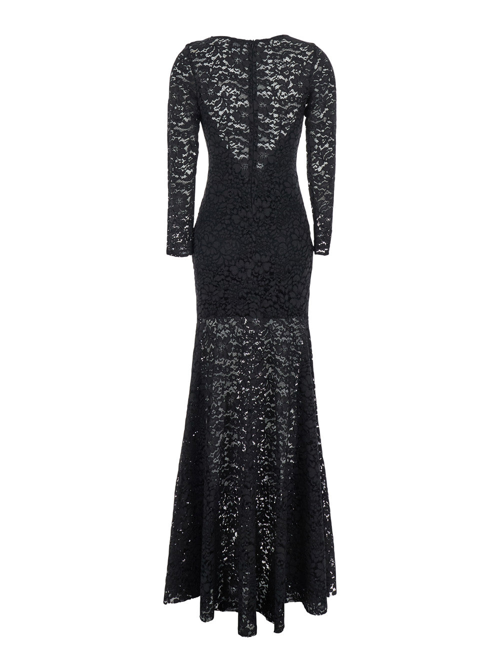 Leplain Women Black Maxi Dress With Rear Concealed Zip Closure And All-Over Embroidery In Lace Woman LEPLAIN