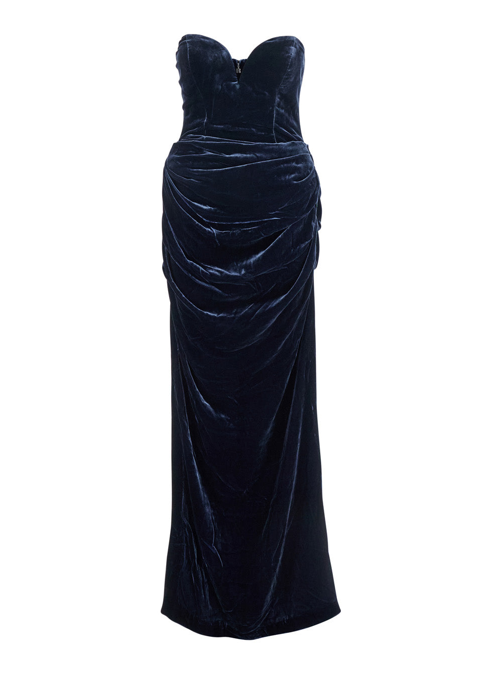 Rotate Women Blue Off-Shoulder Dress With Sweetheart Neckline In Velvet Woman ROTATE