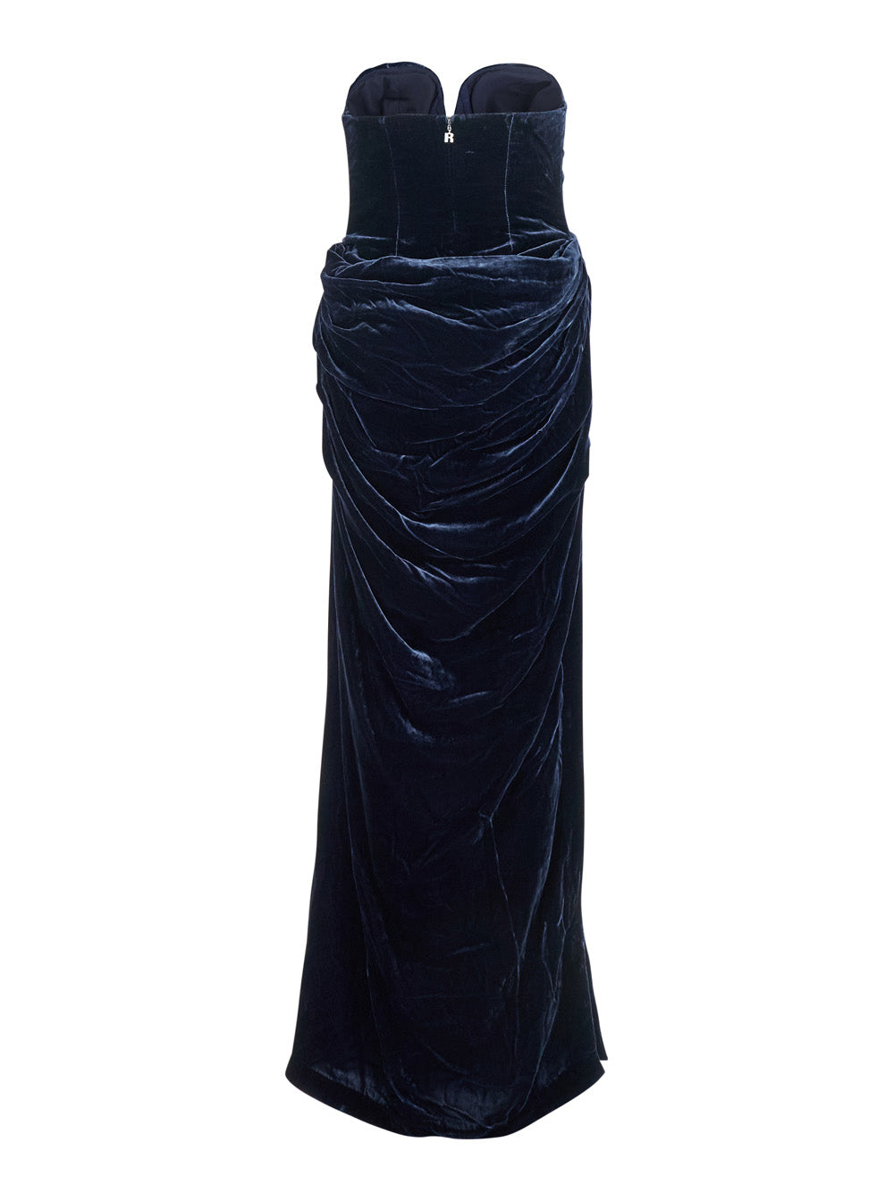 Rotate Women Blue Off-Shoulder Dress With Sweetheart Neckline In Velvet Woman ROTATE