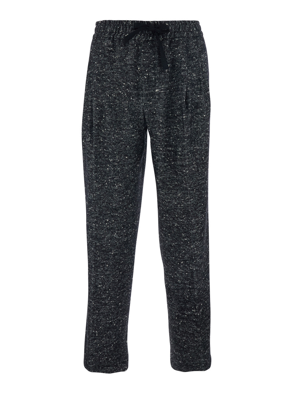 Dolce & Gabbana Men Dark Grey Trousers With Elasticated Waist With Drawstring In Wool Blend Man DOLCE & GABBANA