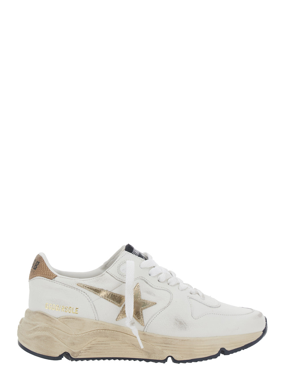 Golden Goose Women 'Running Sole' White Sneaker With Side Star Detail In Mixed Leather Woman GOLDEN GOOSE