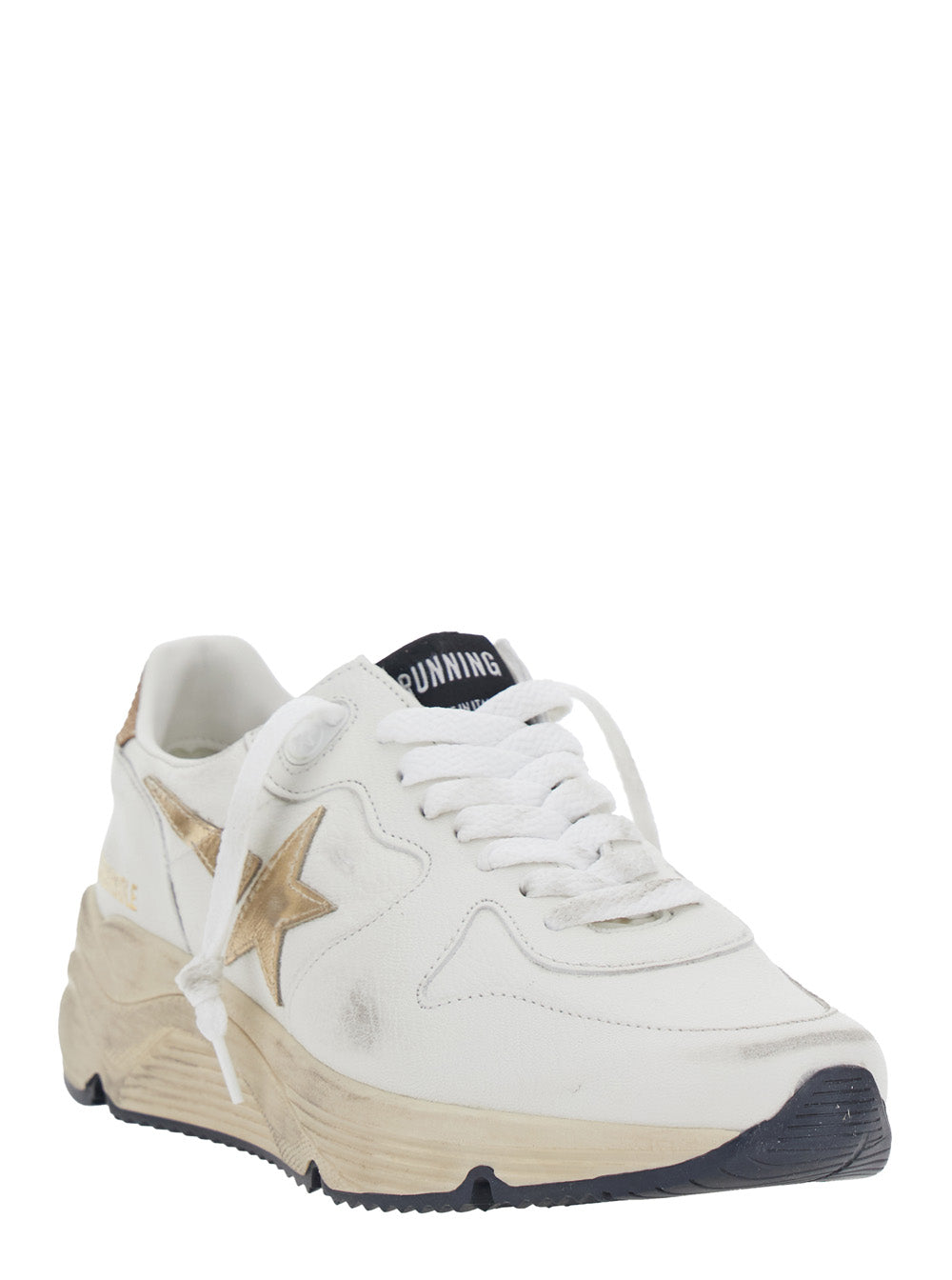 Golden Goose Women 'Running Sole' White Sneaker With Side Star Detail In Mixed Leather Woman GOLDEN GOOSE