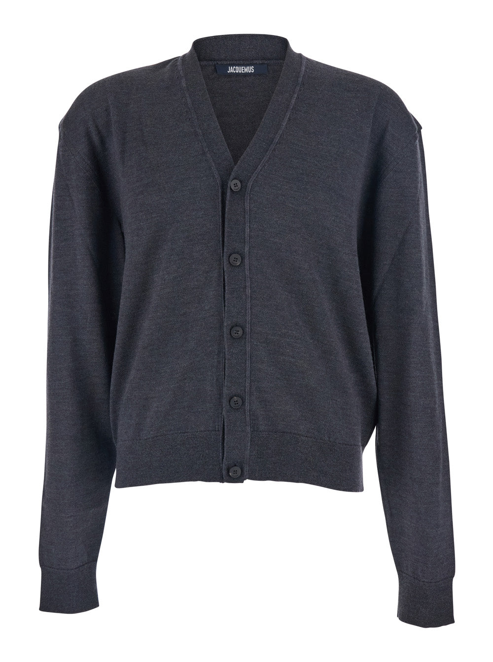 Jacquemus Men Grey V-Neck Cardigan With Logo On The Back In Cotton Man JACQUEMUS