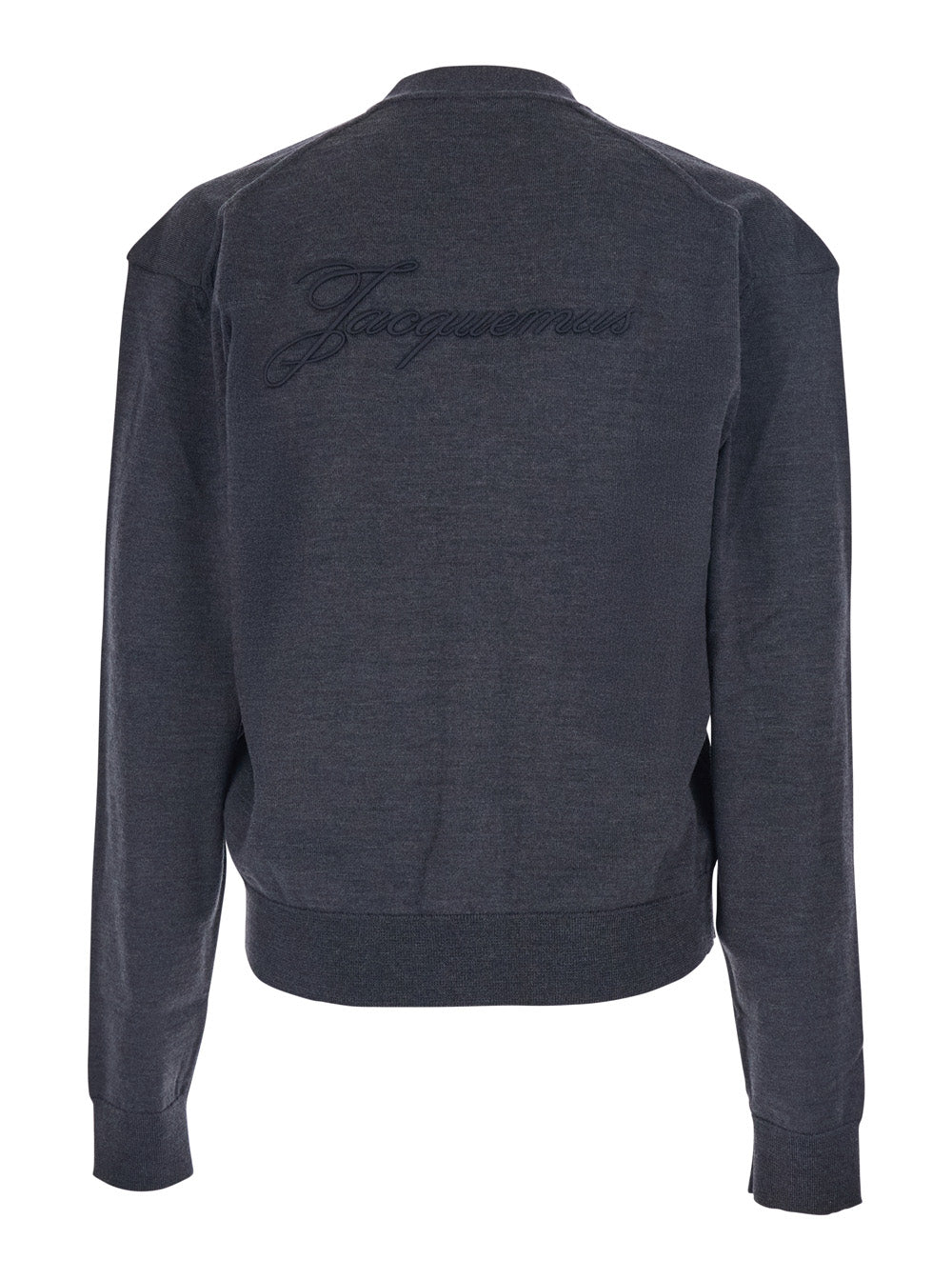 Jacquemus Men Grey V-Neck Cardigan With Logo On The Back In Cotton Man JACQUEMUS