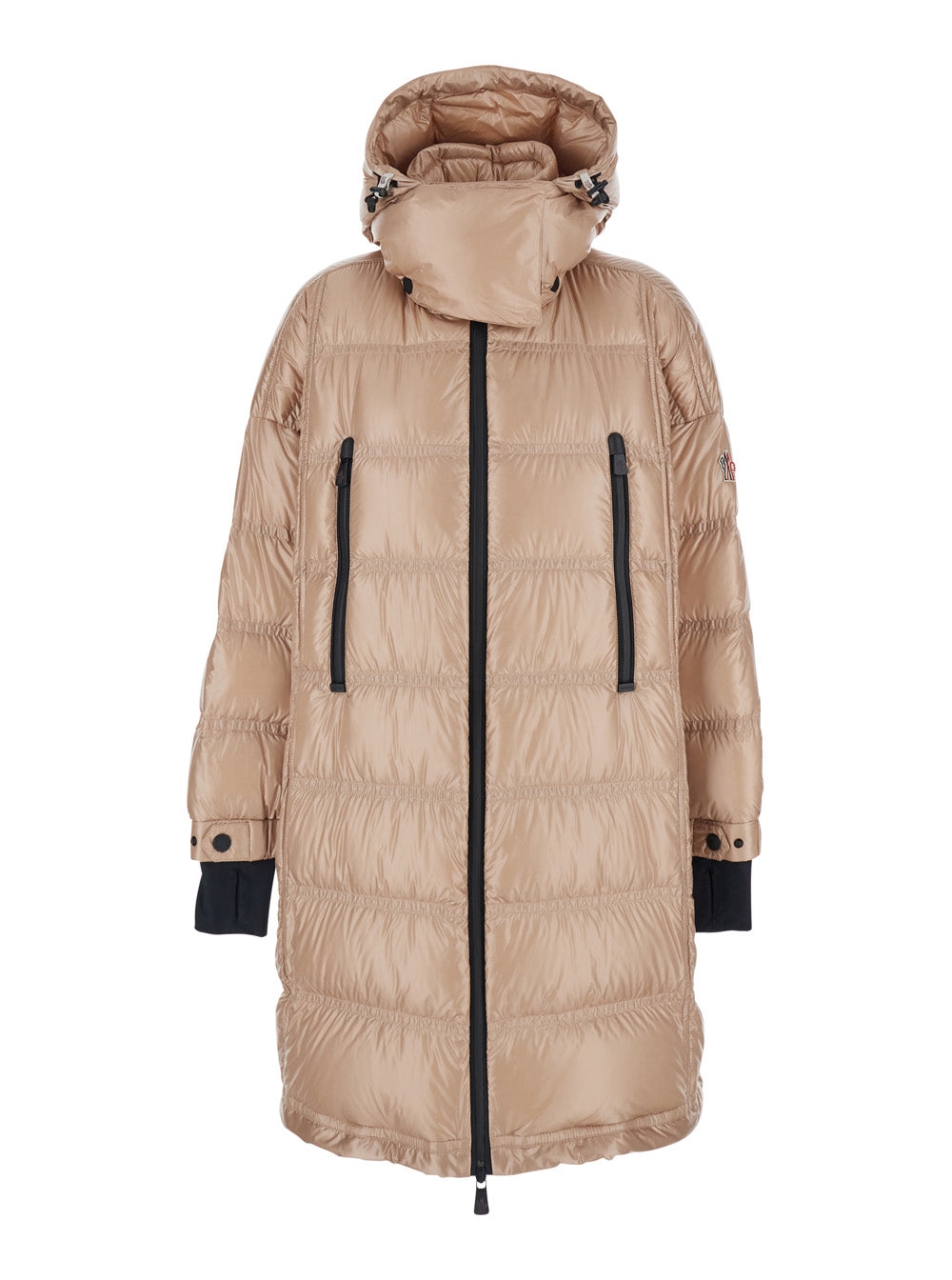 Moncler Grenoble Women 'Rochelairs' Beige Down Jacket With Drawstring Hood And Logo Patch On The Sleeve In Tech Fabric Woman MONCLER GRENOBLE
