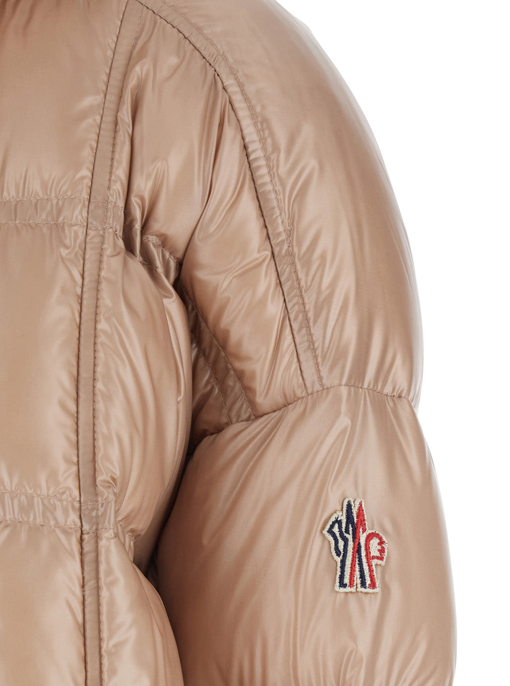 Moncler Grenoble Women 'Rochelairs' Beige Down Jacket With Drawstring Hood And Logo Patch On The Sleeve In Tech Fabric Woman MONCLER GRENOBLE
