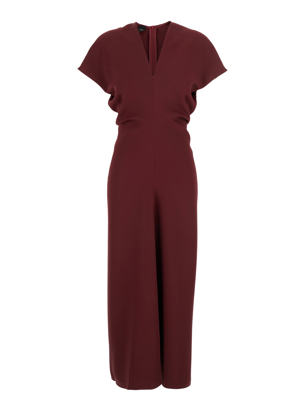 Leplain Women Bordeaux Dress With V Neck And Short Sleeves In Tech Fabric Woman LEPLAIN