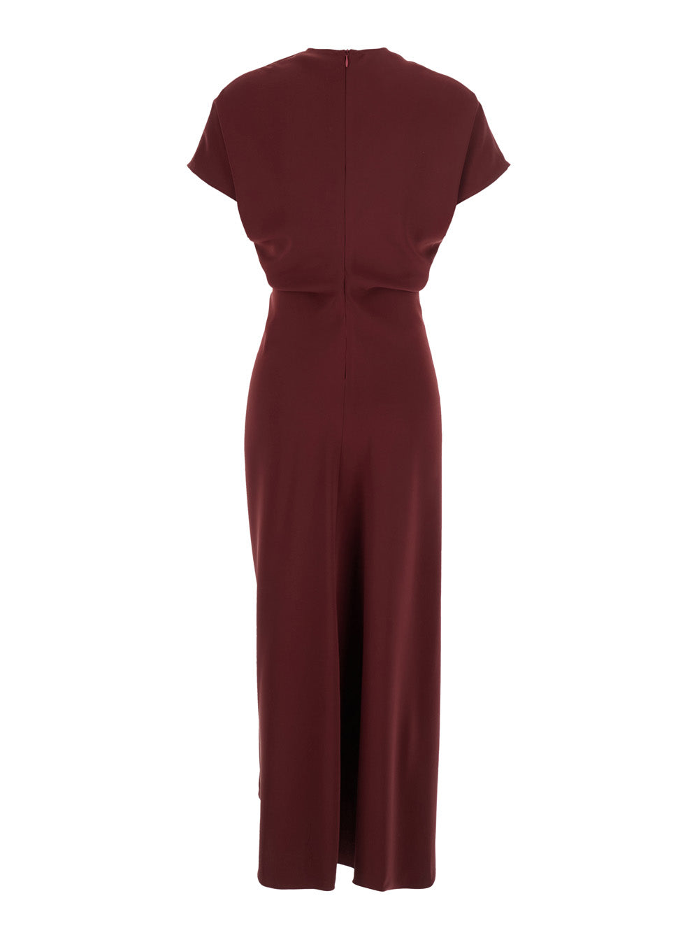 Leplain Women Bordeaux Dress With V Neck And Short Sleeves In Tech Fabric Woman LEPLAIN