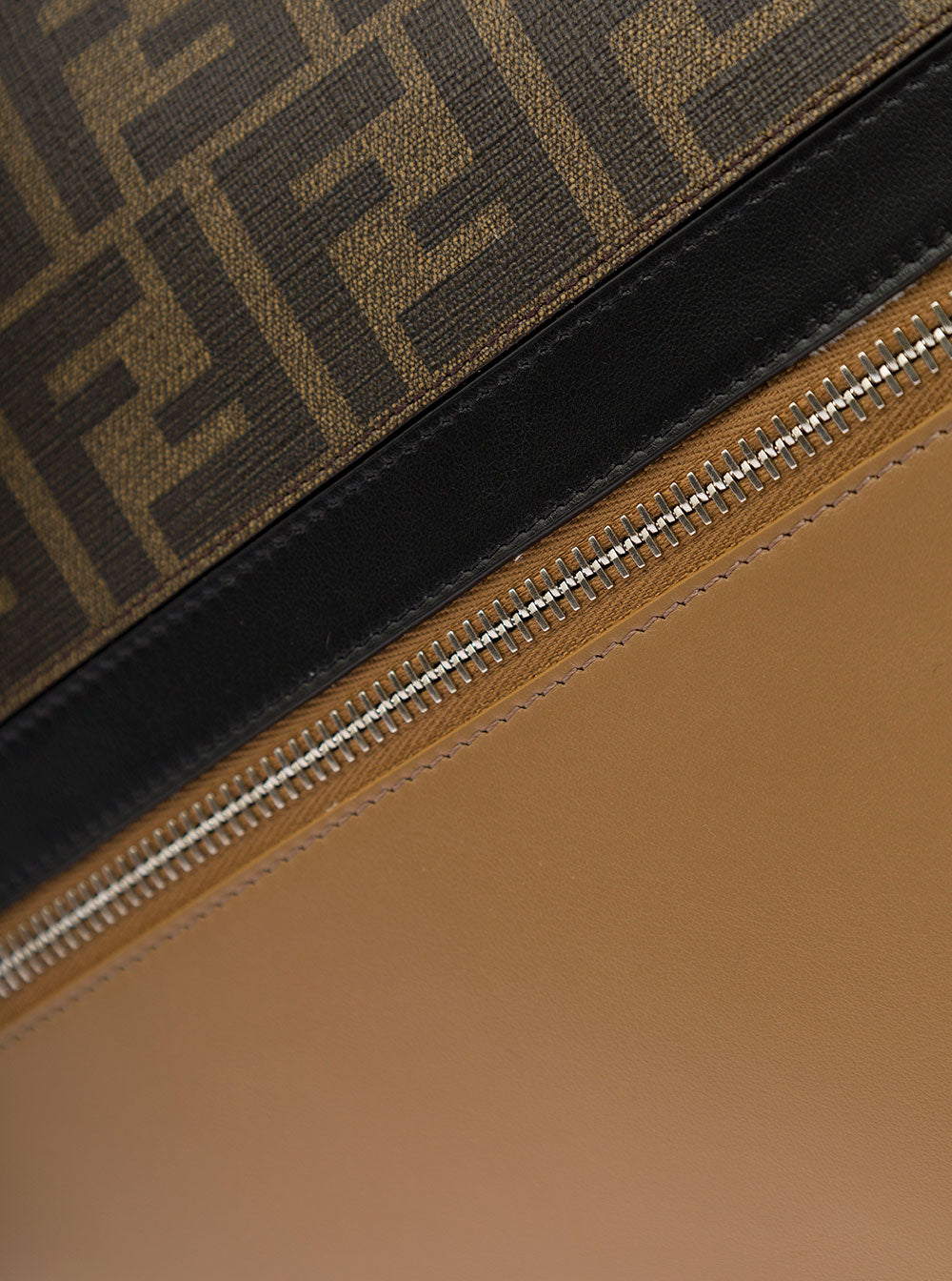 Fendi Men Brown Flat Pouch With Leather Diagonal Insert Man Fendi FENDI