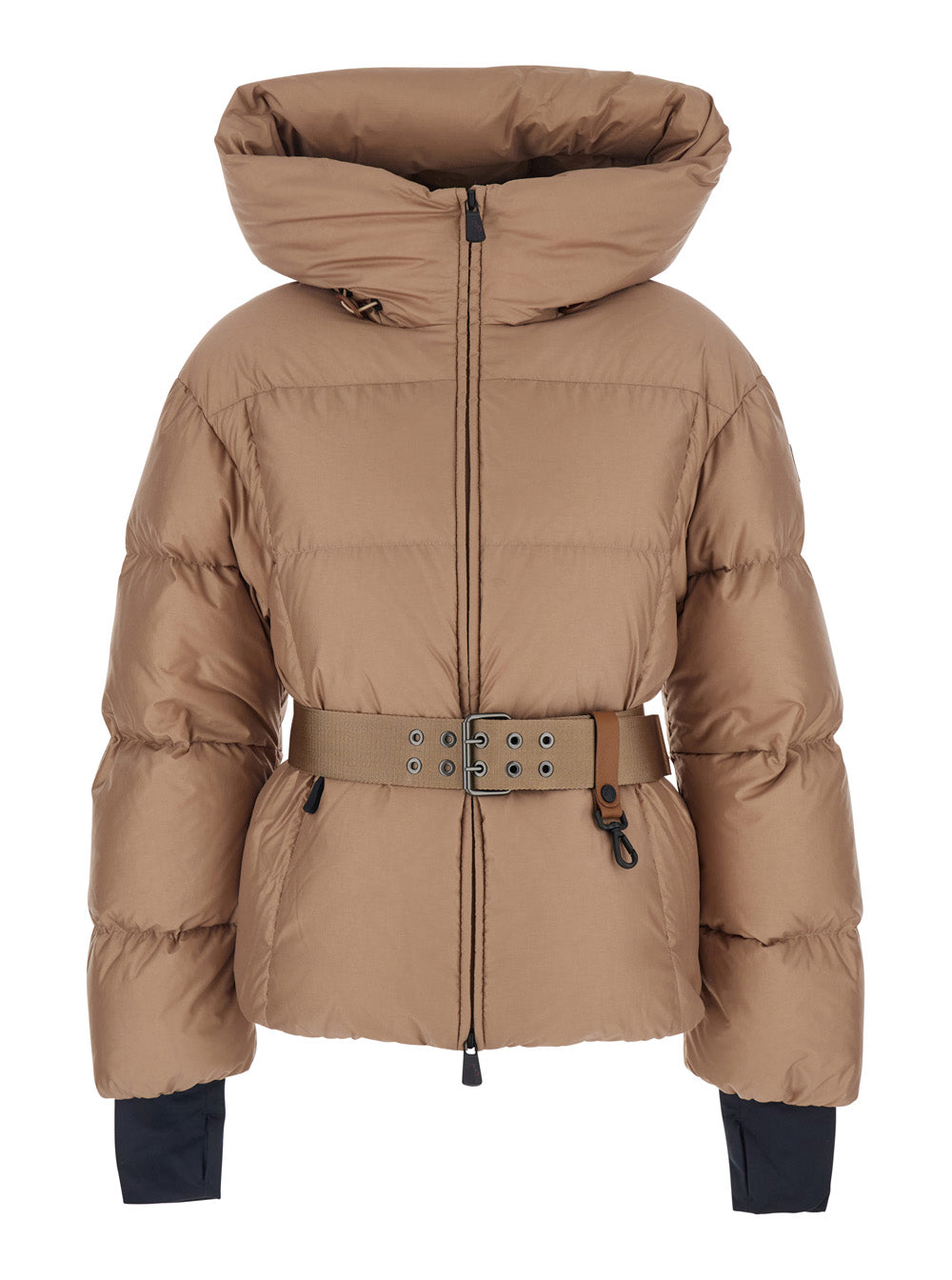 Moncler Grenoble Women 'Nisene' Pink Down Jacket With Buckled Belt On The Front And Logo Patch On The Sleeve In Tech Fabric Woman