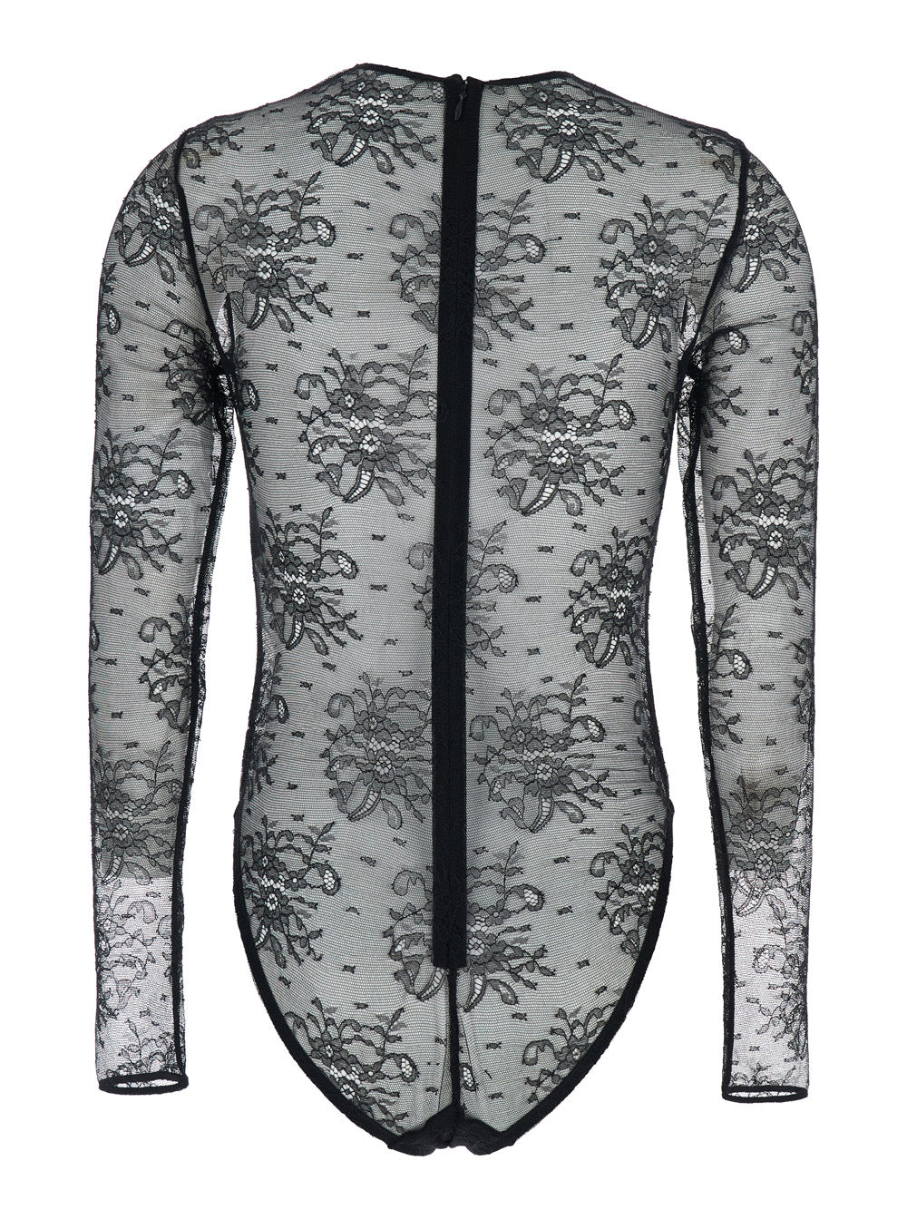 Dolce & Gabbana Women Black Bodysuit With All-Over Floral Embroidery And Semi-Sheer Design In Stretch Tech Fabric Woman DOLCE & GABBANA