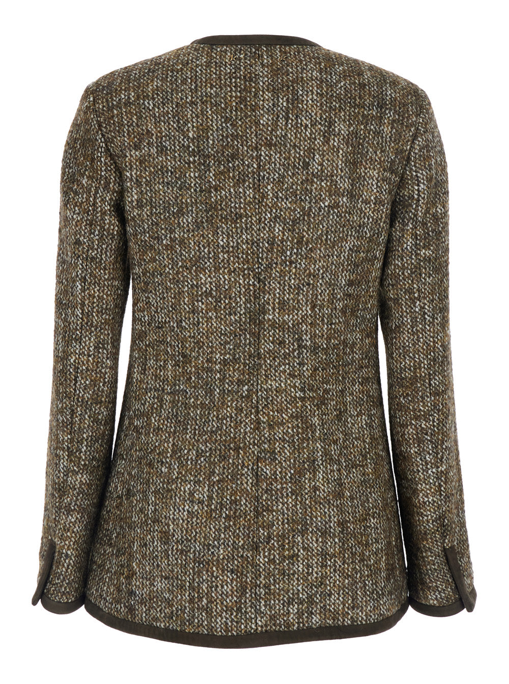 Golden Goose Women Brown Crew Neck Jacket With Front Patch Pockets In Wool Blend Woman GOLDEN GOOSE