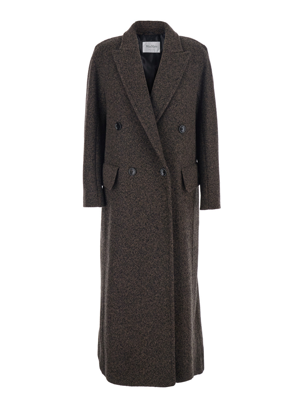 Max Mara Women 'Arco' Brown Double-Breasted Coat With Peak Revers And Half Belt In Wool And Cashmere Woman MAX MARA