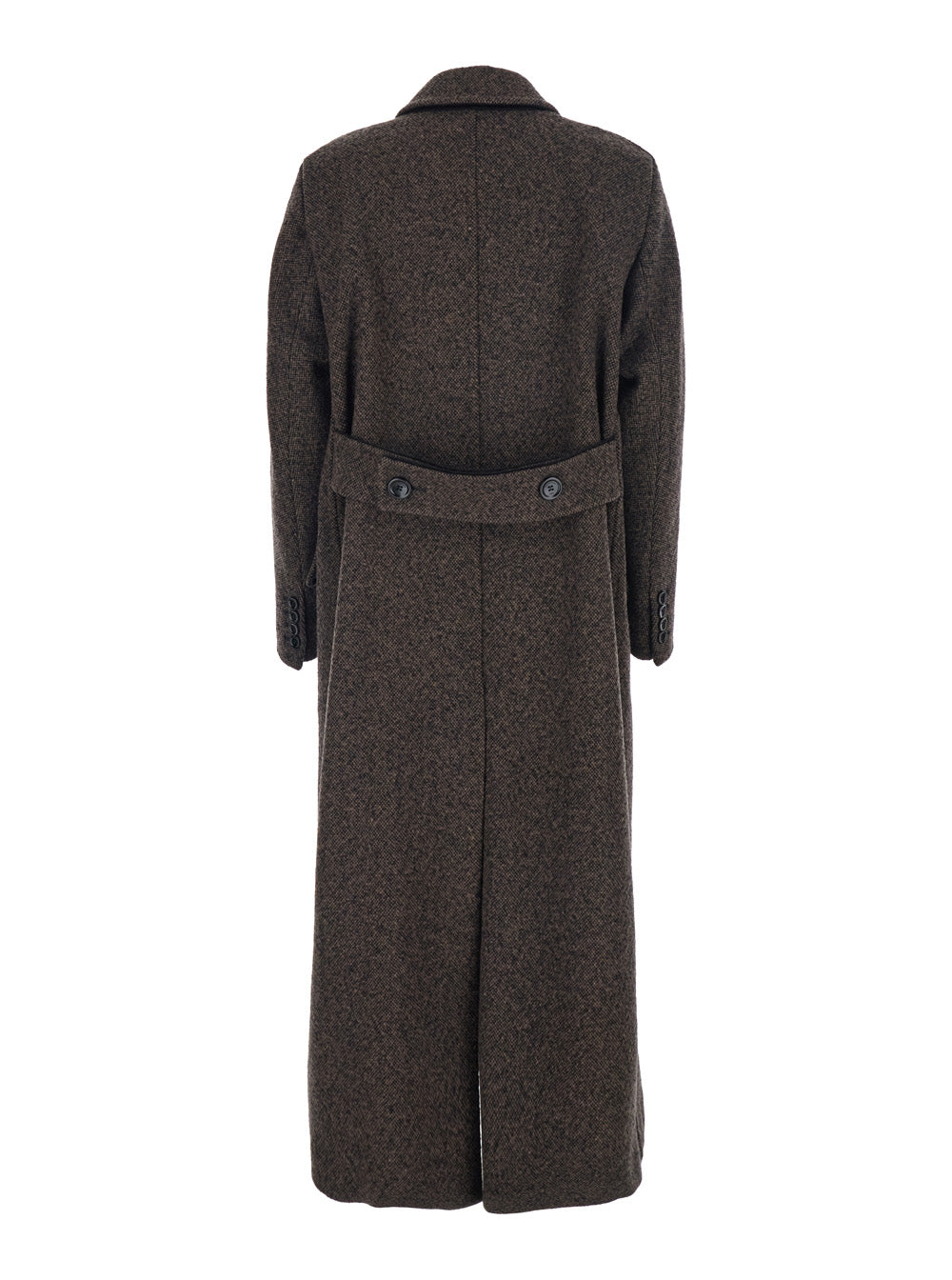 Max Mara Women 'Arco' Brown Double-Breasted Coat With Peak Revers And Half Belt In Wool And Cashmere Woman MAX MARA
