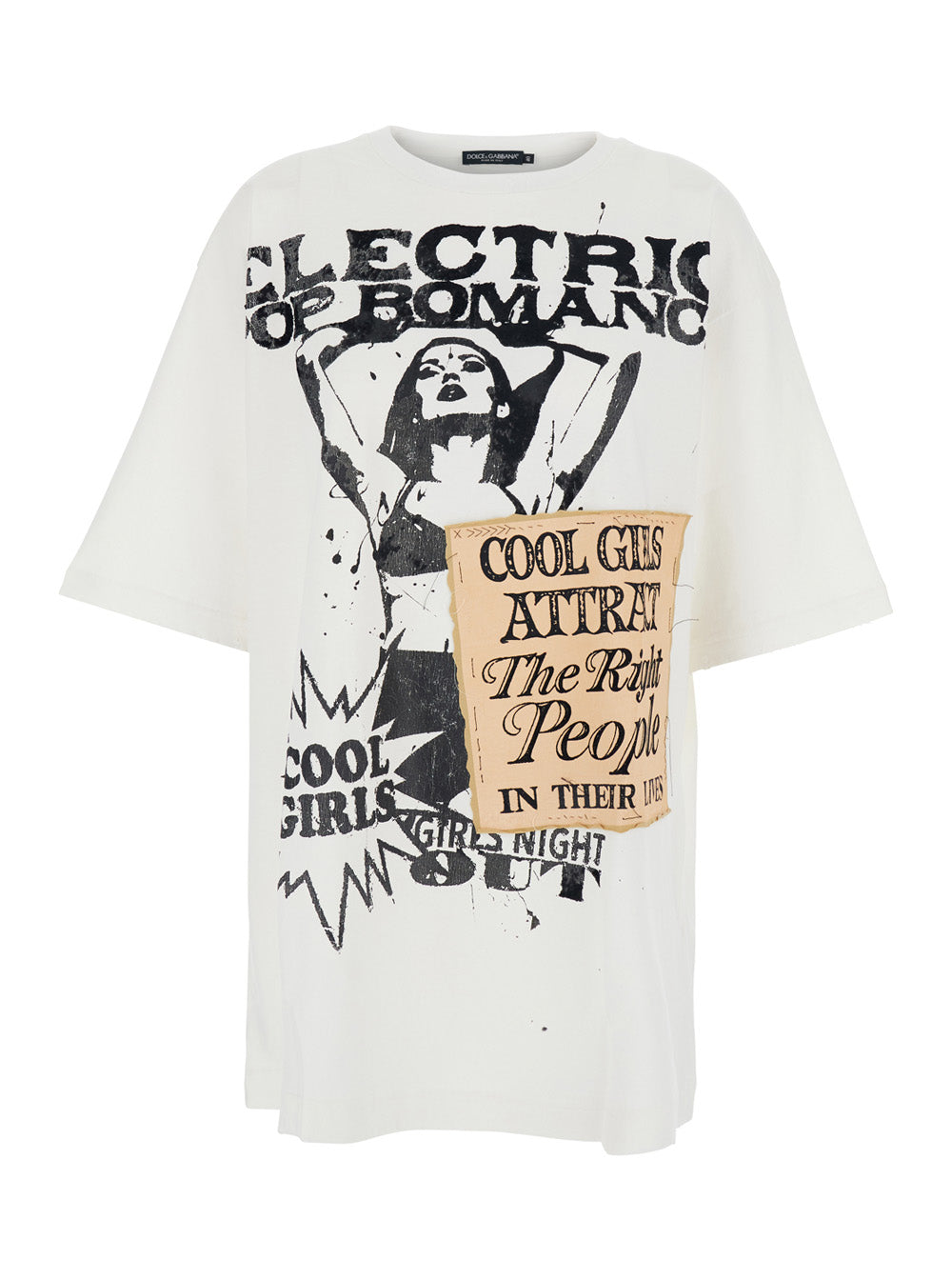 Dolce & Gabbana Women White Crew Neck T-Shirt With Maxi Print On The Front In Cotton Woman DOLCE & GABBANA