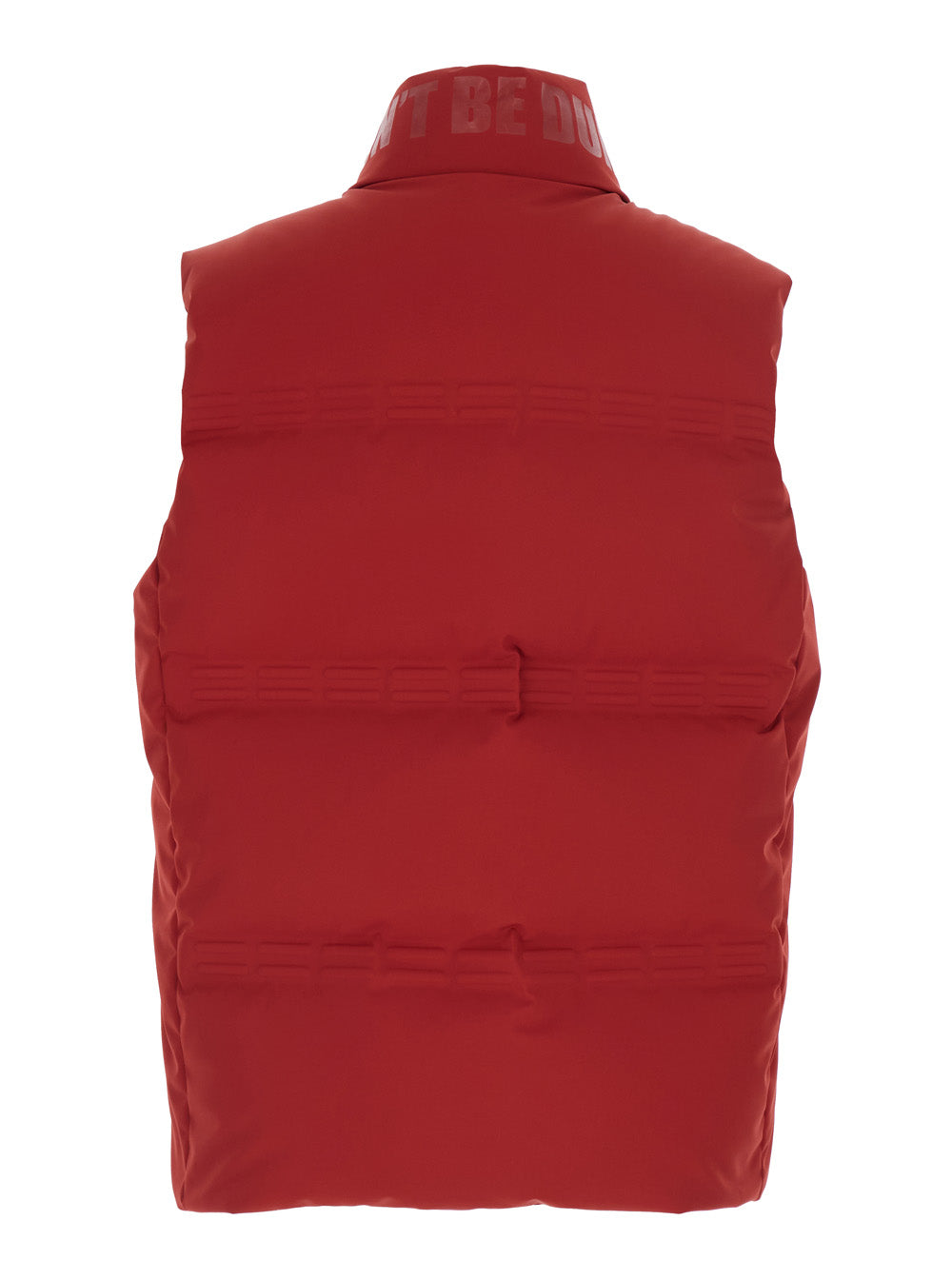 Moncler Genius Men 'Sparky' Red Sleeveless Down Jacket With Slogan Print On The Collar And Logo Patch On The Front In Tech Fabric Stretch Man MONCLER GENIUS