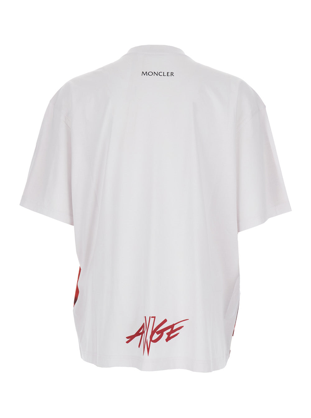 Moncler Genius Men Red Crewneck T-Shirt With Quilted Effect Graphic Print On The Front And Logo Lettering On The Rear In Cotton Man MONCLER GENIUS