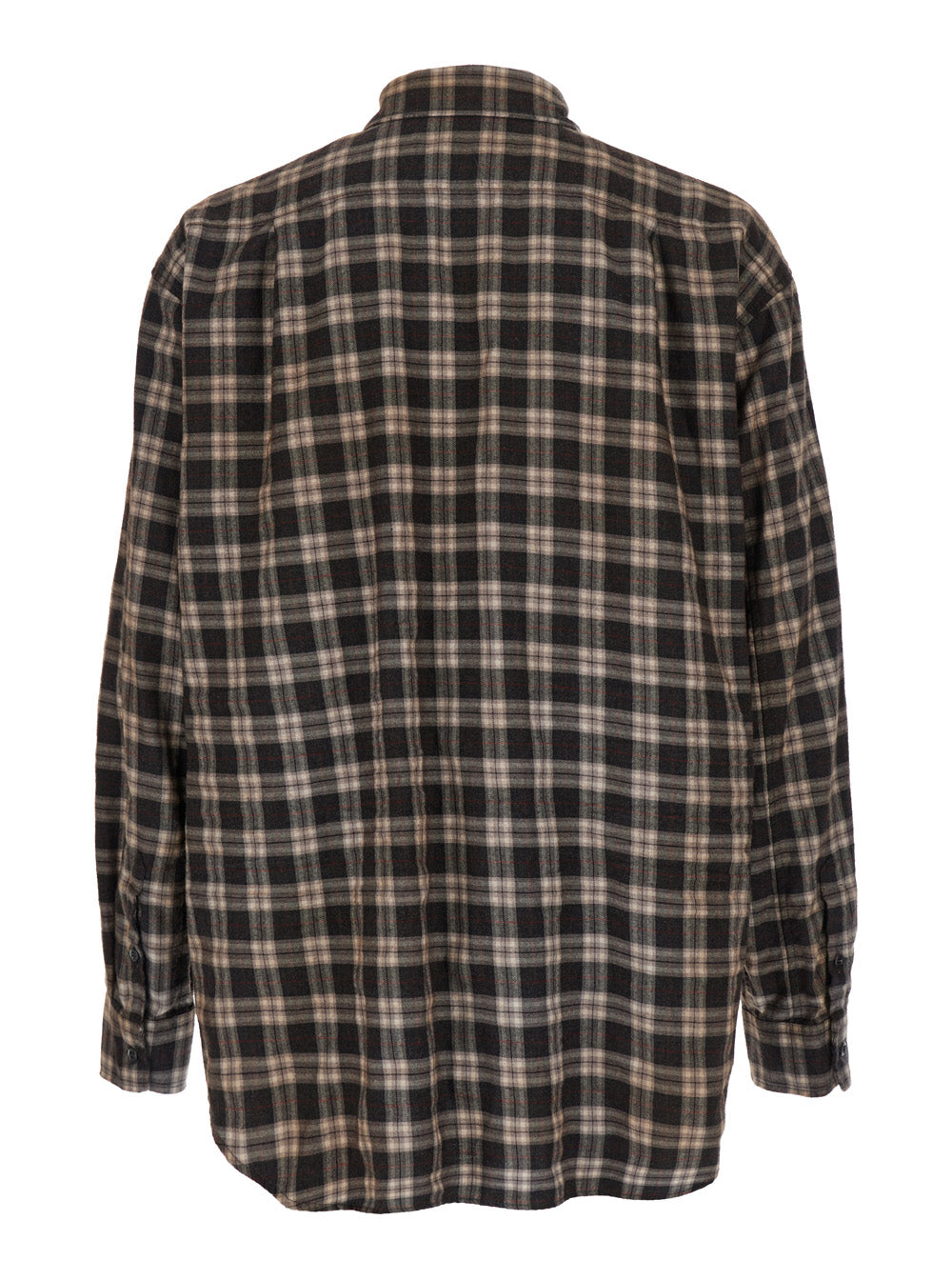 Dsquared2 Men 'D2 X Magliano' Brown Shirt With Tie Detail On The Front And All-Over Check Motif In Cotton Man DSQUARED2