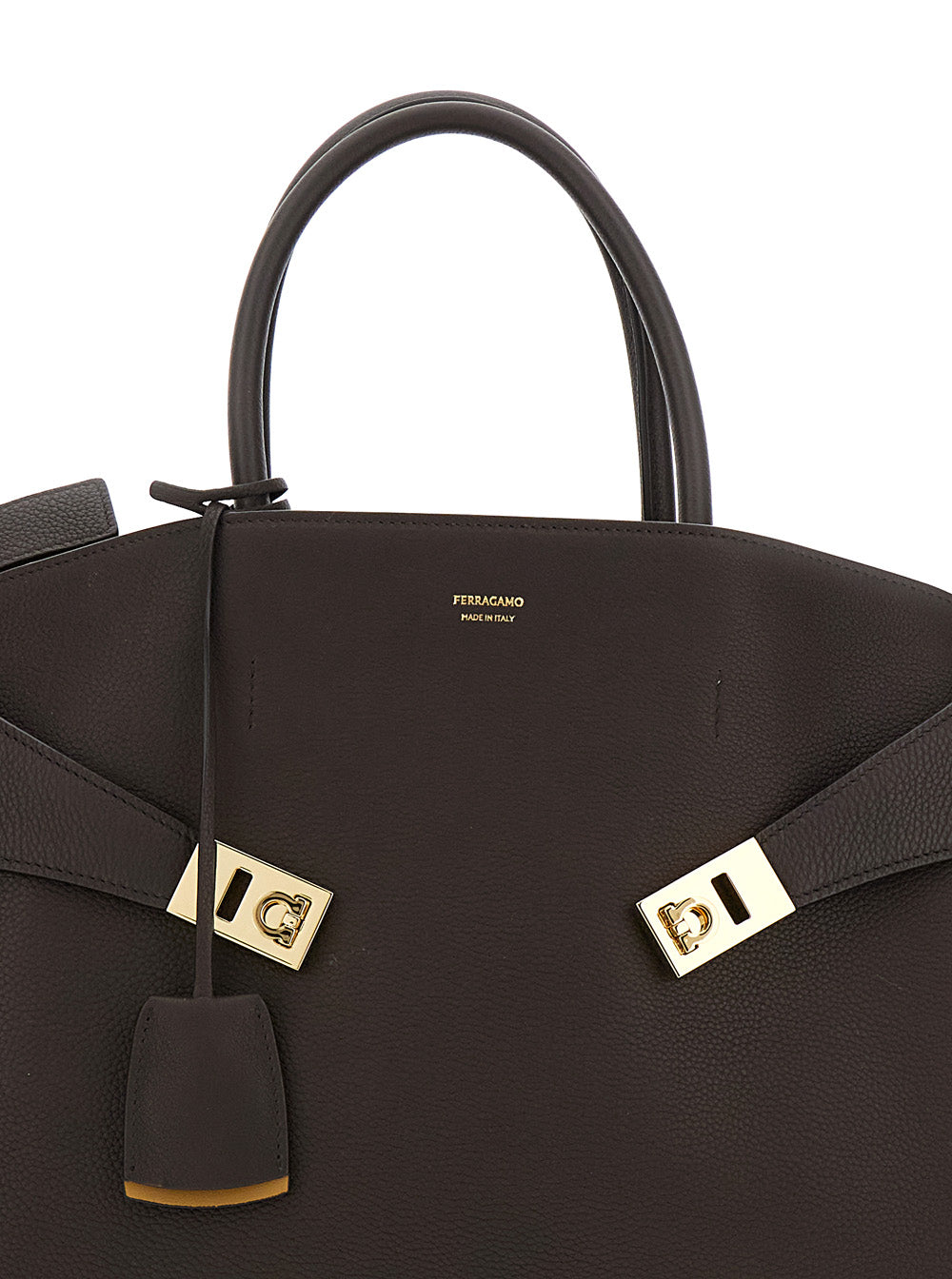 Ferragamo Women Handbag 'Hug Bicolor' With Logo And Gancini Buckles In Brown Leather For Women FERRAGAMO