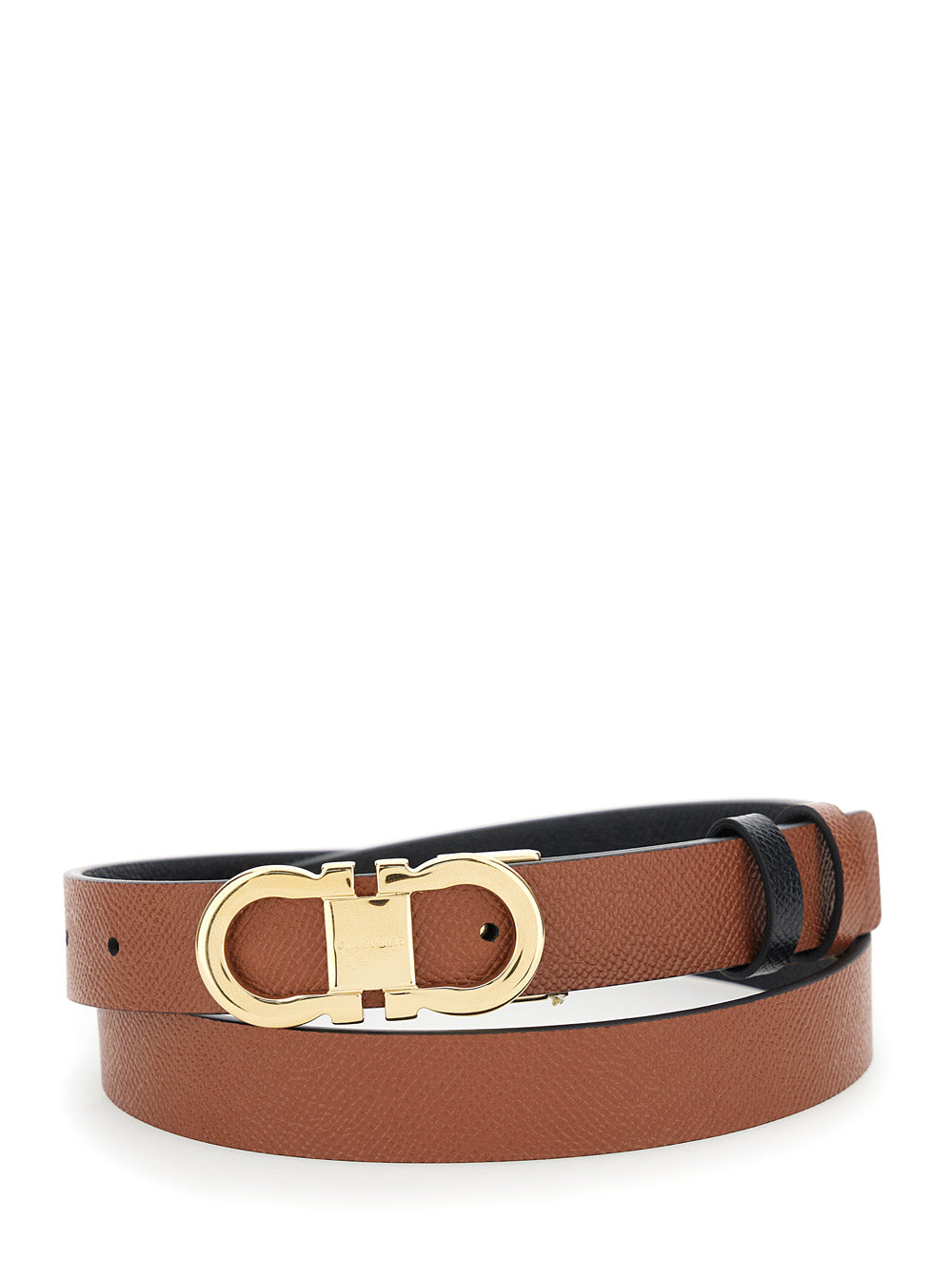 Ferragamo Women Reversible Belt With Gancini Buckle In Black Leather For Women FERRAGAMO