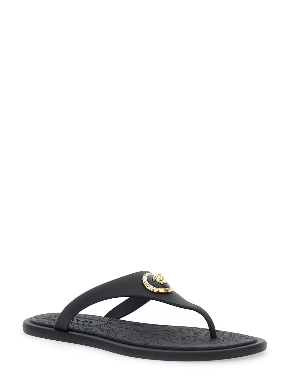 Versace Women Black Slides With Medusa Detail In Rubber Woman VERSACE