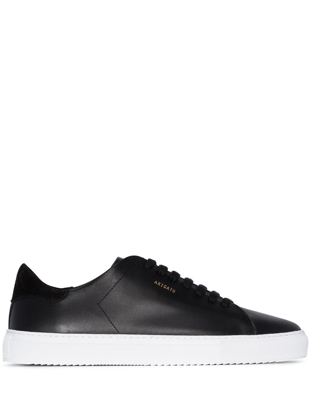 Axel Arigato Men '90 Clean' Black Low Top Sneakers With Logo Lettering On The Side In Leather Man AXEL ARIGATO