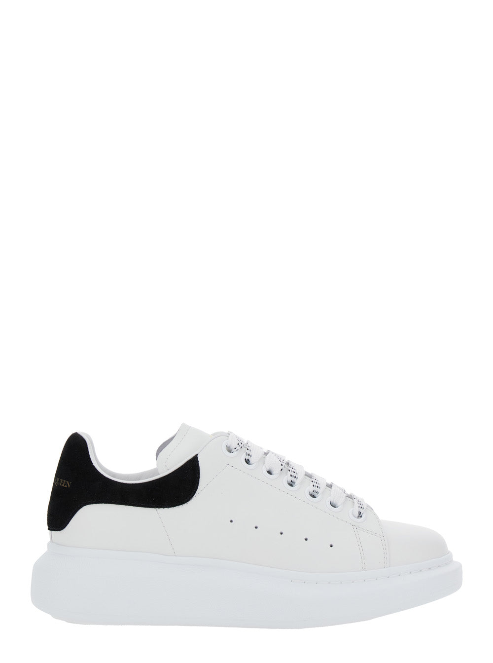 Alexander Mcqueen Women Black And White Low Top Sneakers With Logo Lettering On The Tongue And Contrasting Heel With Logo Lettering In Leather Woman ALEXANDER MCQUEEN