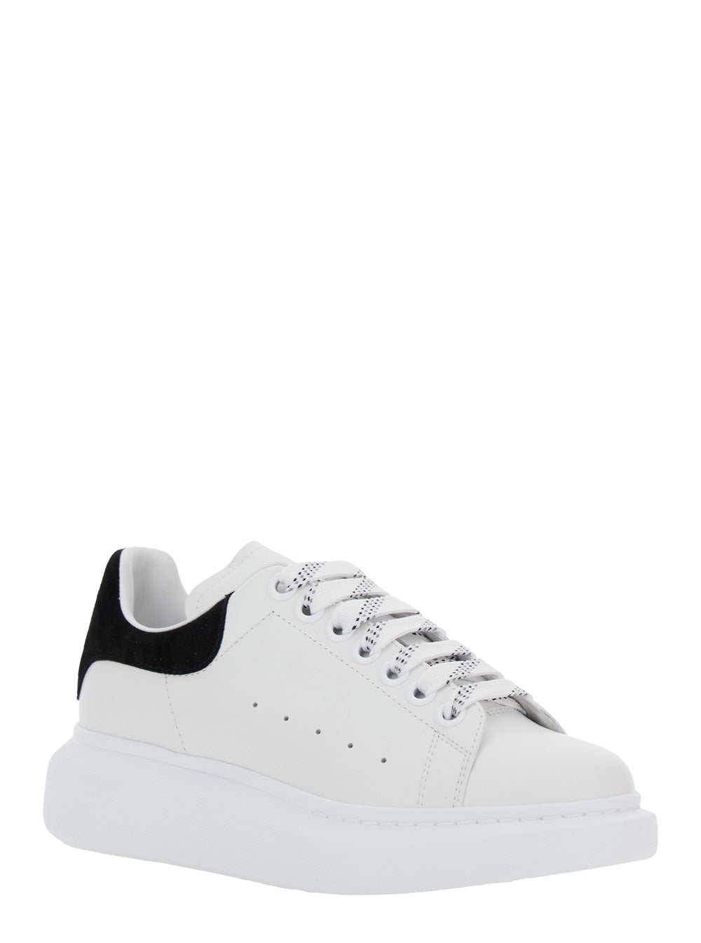 Alexander Mcqueen Women Black And White Low Top Sneakers With Logo Lettering On The Tongue And Contrasting Heel With Logo Lettering In Leather Woman ALEXANDER MCQUEEN