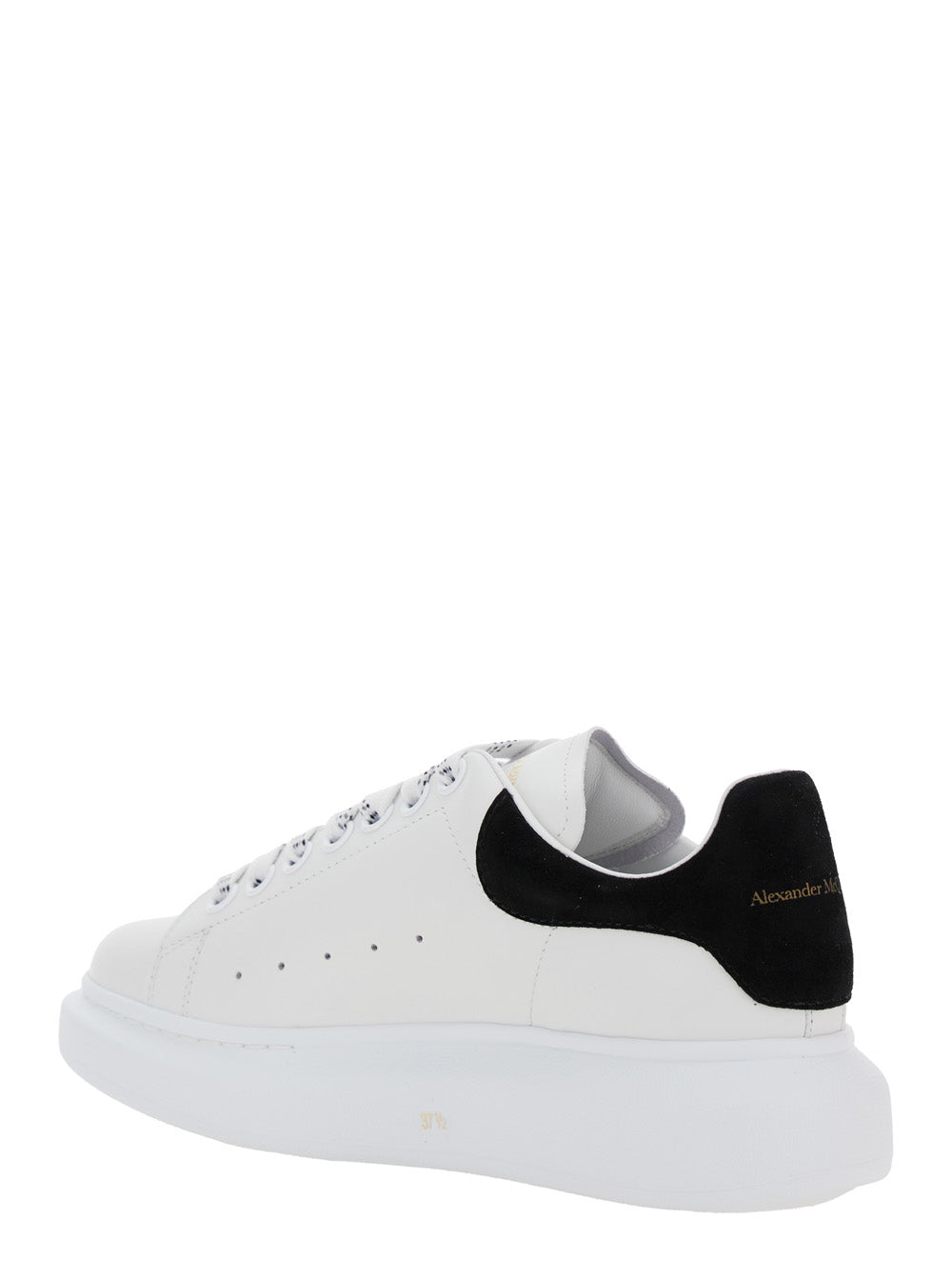 Alexander Mcqueen Women Black And White Low Top Sneakers With Logo Lettering On The Tongue And Contrasting Heel With Logo Lettering In Leather Woman ALEXANDER MCQUEEN
