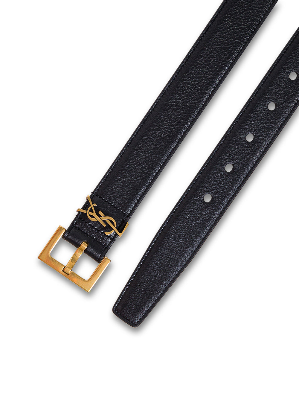 Saint Laurent Women Black Leather Belt With Logo Buckle Women Saint Laurent SAINT LAURENT