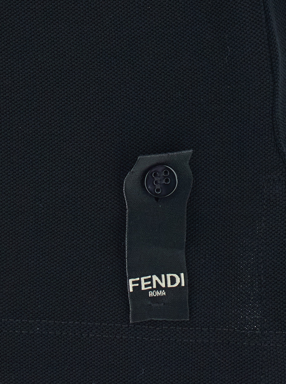 Fendi Men Black Polo Shirt With Logo Patch On The Front In Cotton Pique Man FENDI